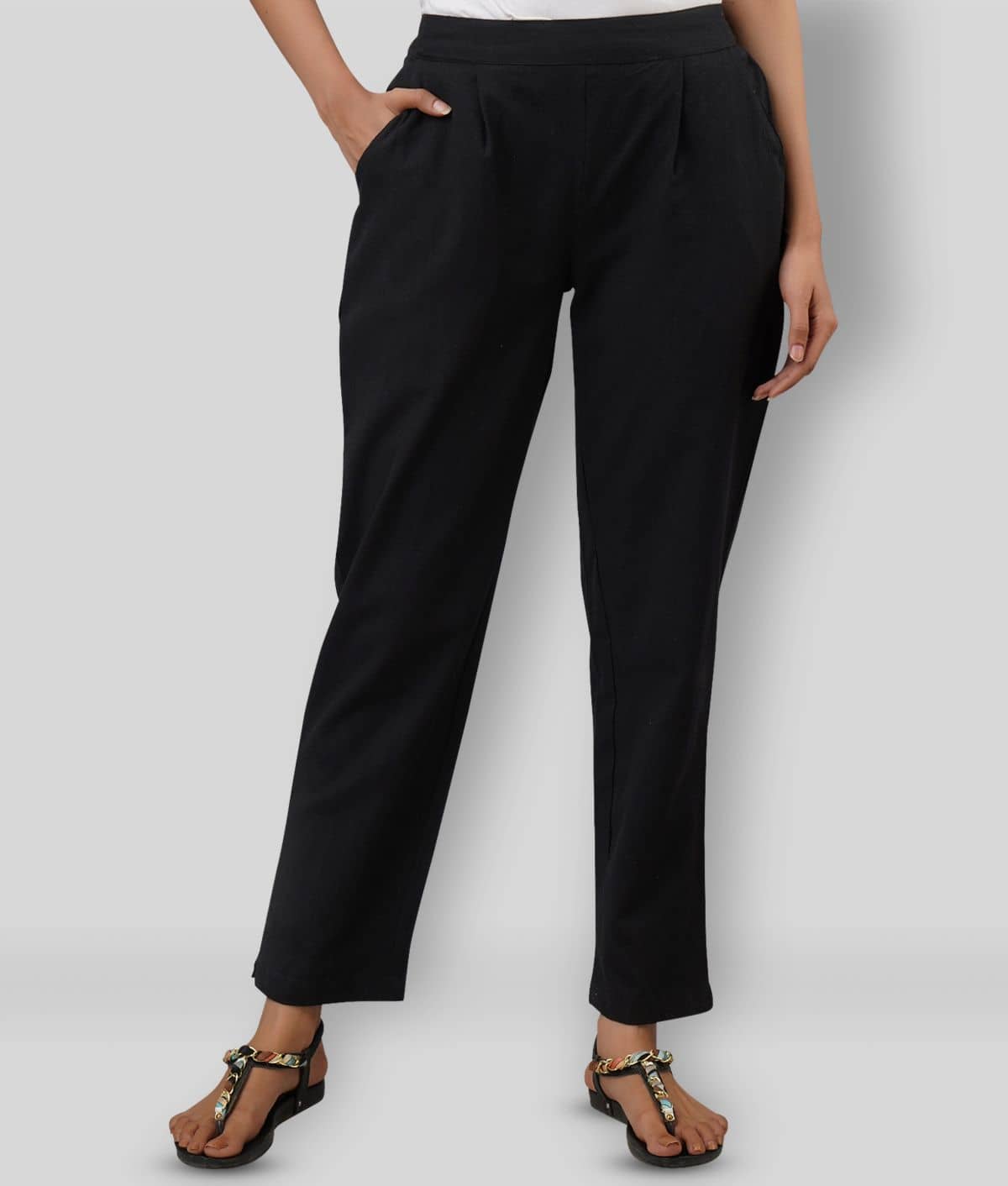 SVARCHI - Black Cotton Regular Fit Women's Casual Pants  ( Pack of 1 ) - Trousers | Buy online on ZillyBuy