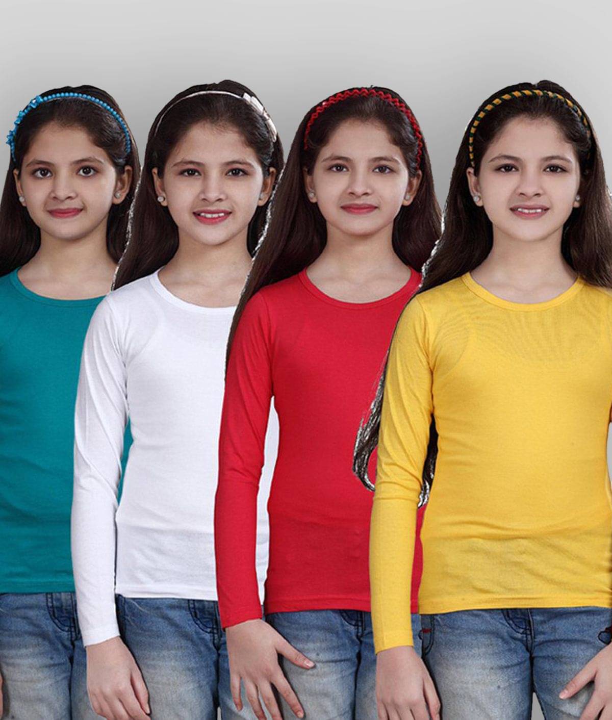     			Sini Mini Pack of 4 Girls Cotton Combos ( Blue )
