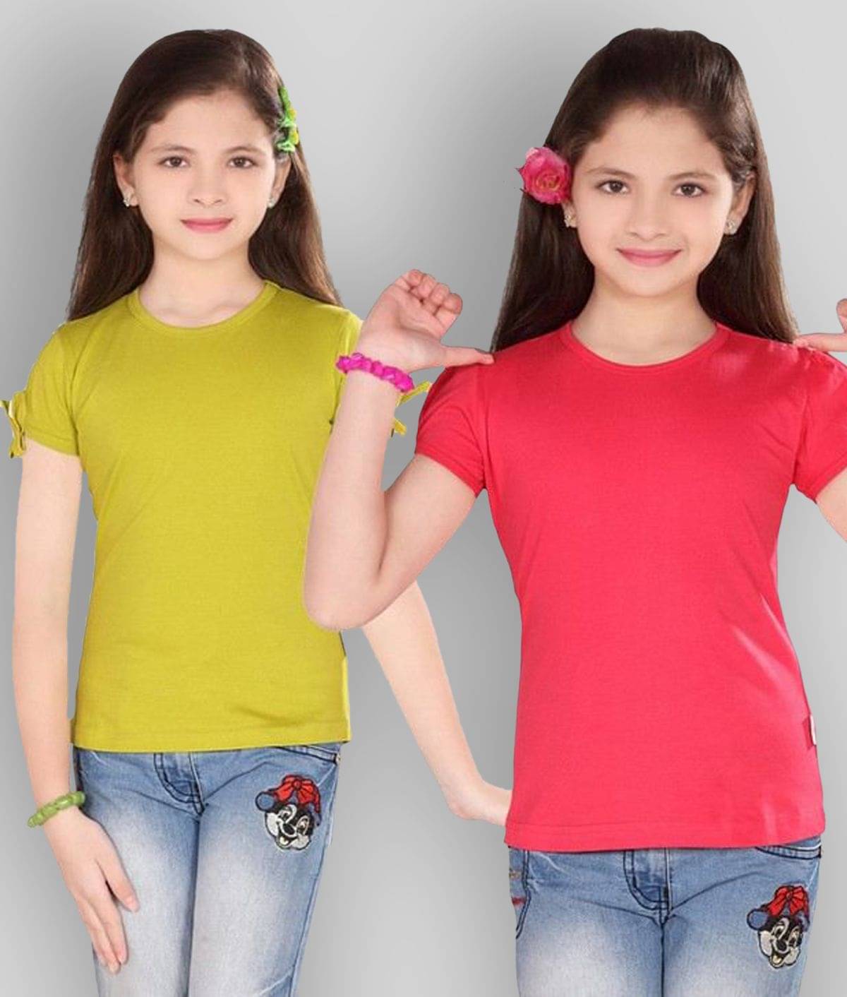     			Sini Mini Pack of 2 Girls Cotton T-Shirt ( Multicolor )