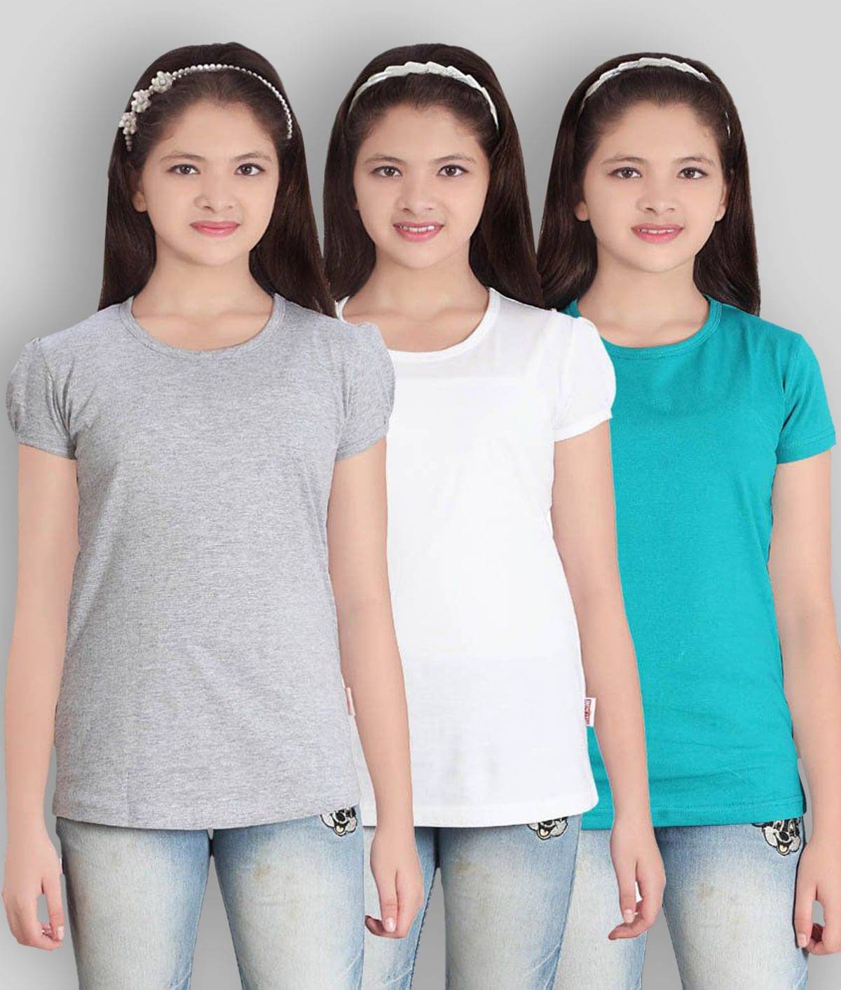     			Sini Mini Pack of 3 Girls Cotton Top ( Multicolor )