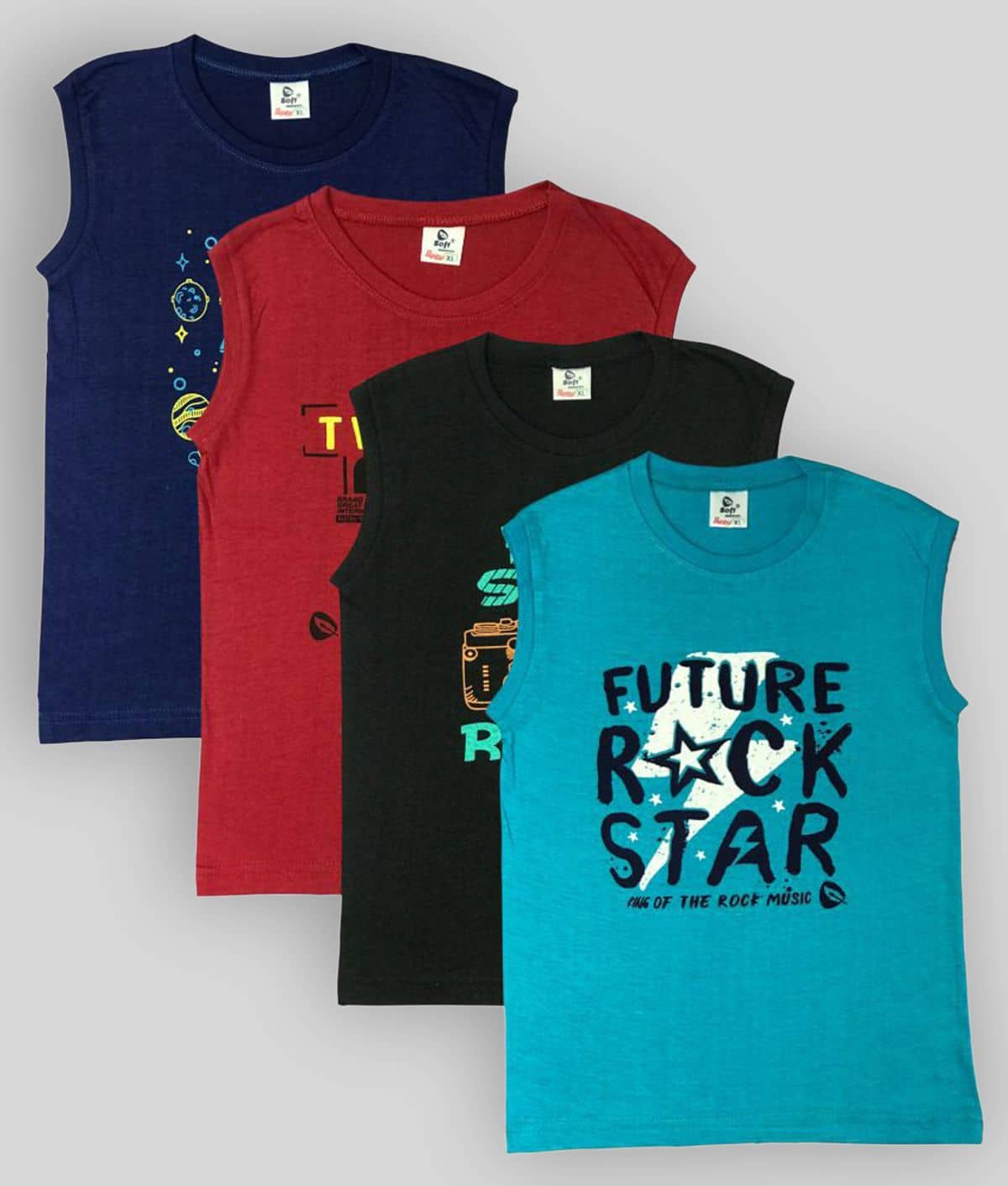 Soft Apparels Pack of 4 Baby Boys Cotton T-Shirt ( Multi )
