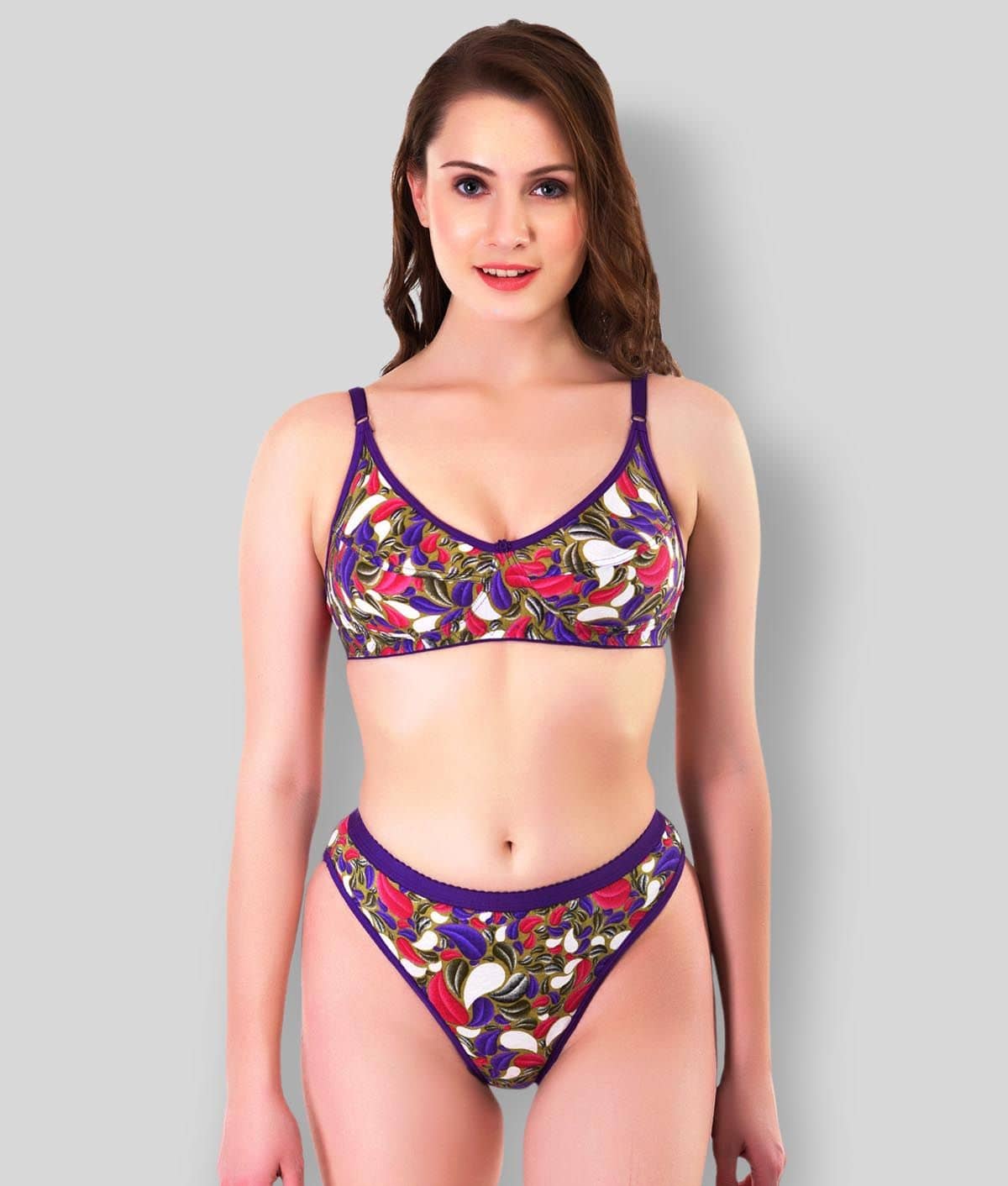 TCG Cotton Women's Bra & Panty Set ( Purple )