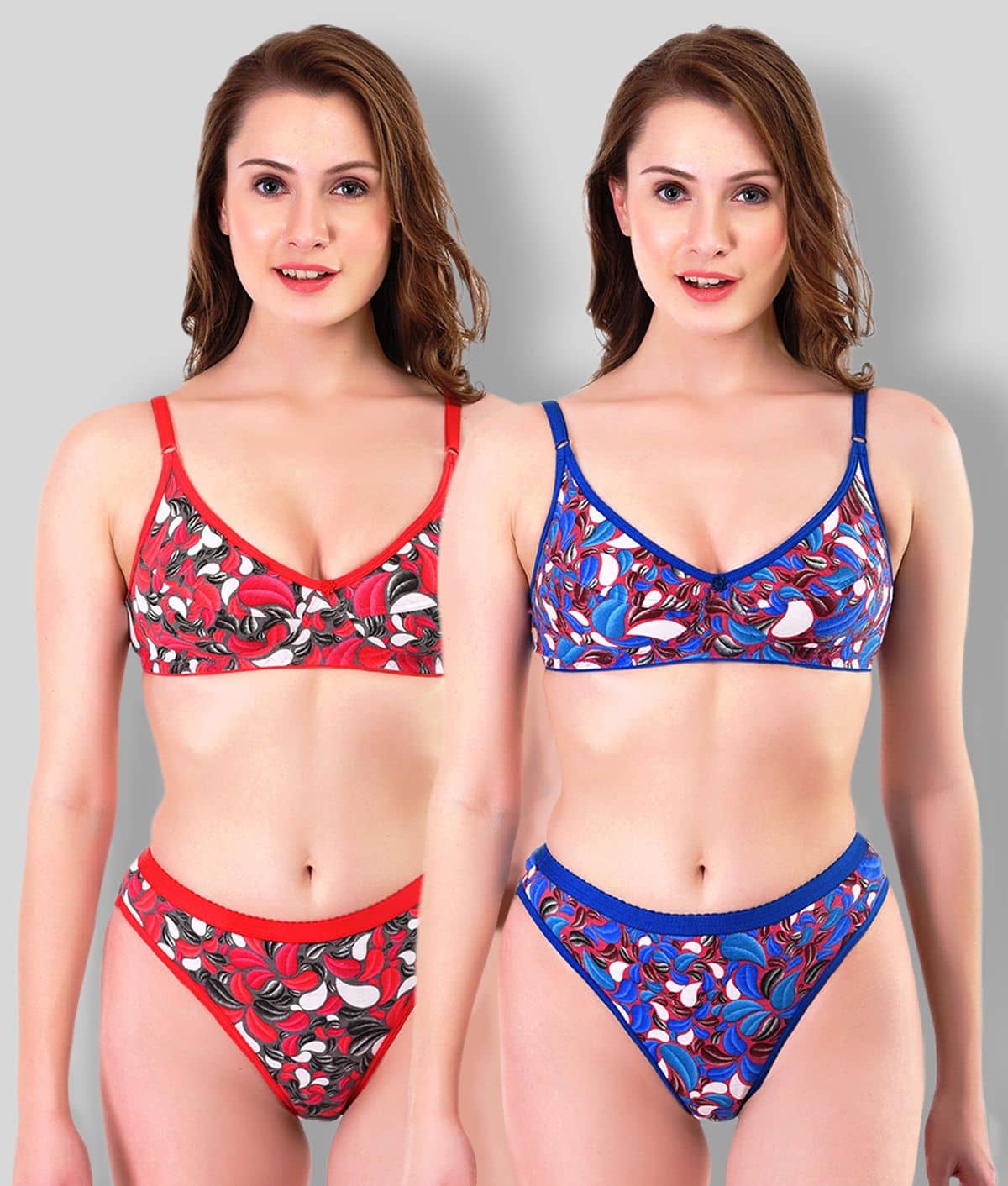 TCG Pack of 2 Cotton Women's Bra & Panty Set ( Multi Color )