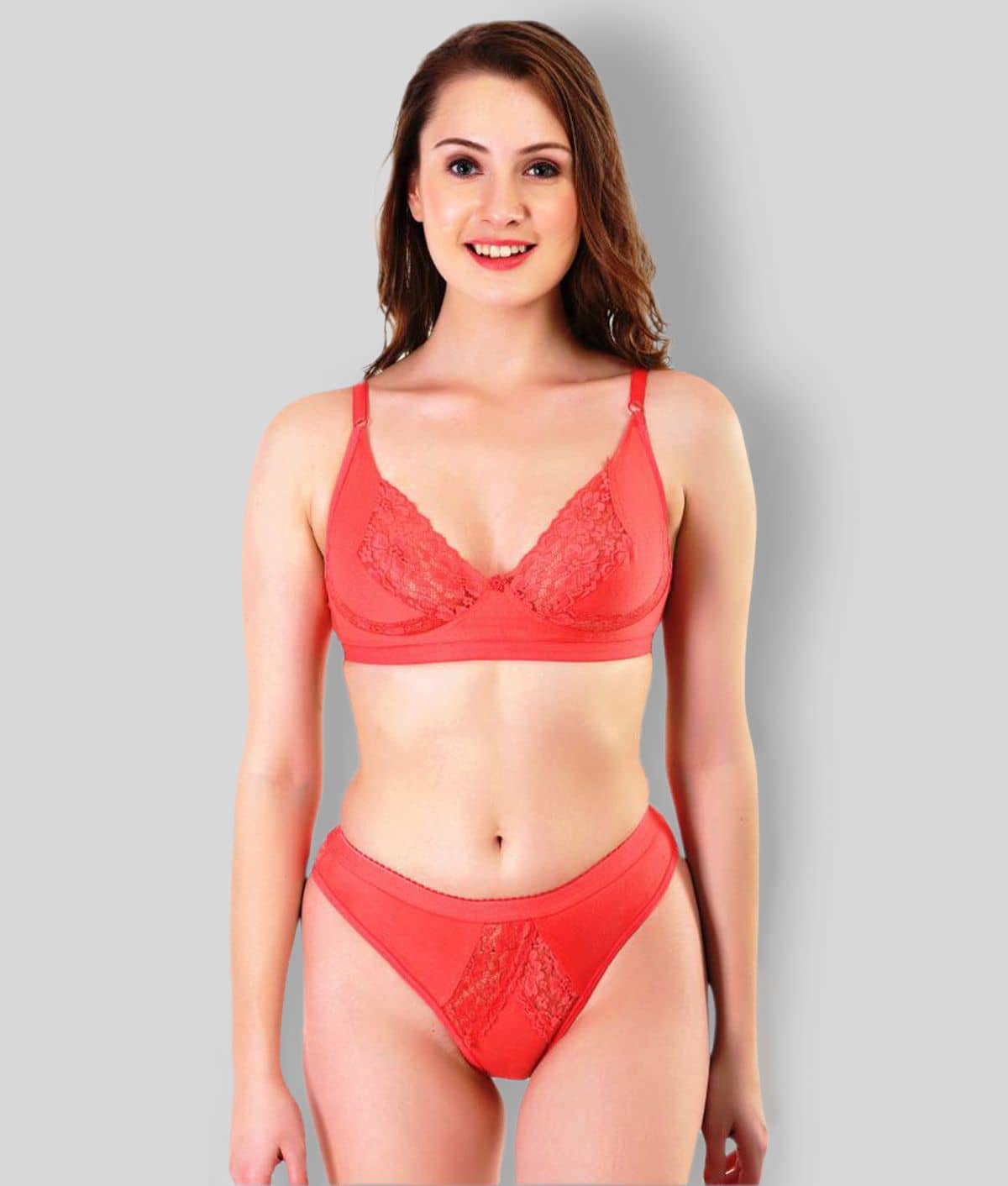 TCG Cotton Lycra Women's Bra & Panty Set ( Pink )