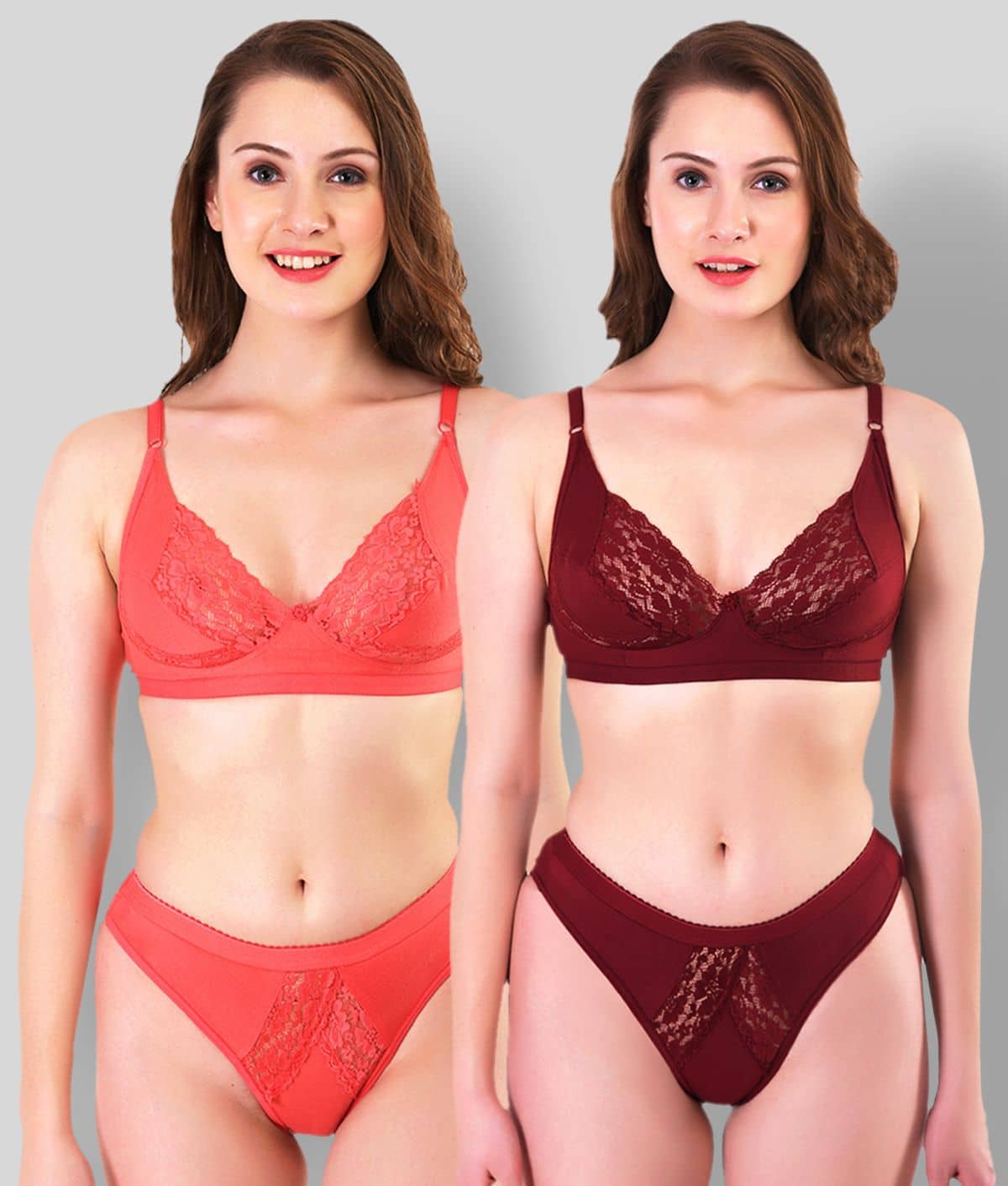 TCG Pack of 2 Cotton Lycra Women's Bra & Panty Set ( Multi Color )