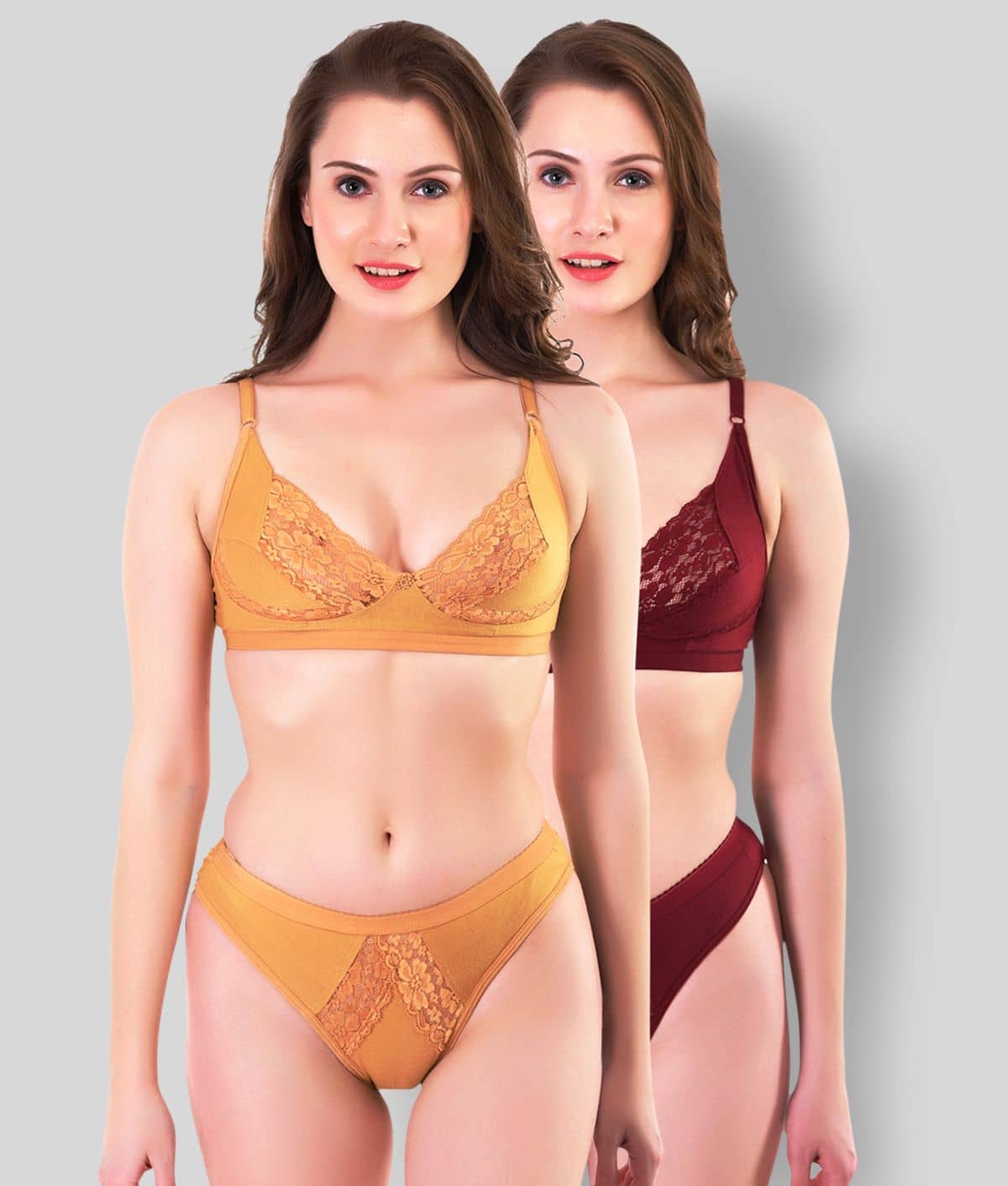TCG Pack of 2 Cotton Lycra Women's Bra & Panty Set ( Multi Color )