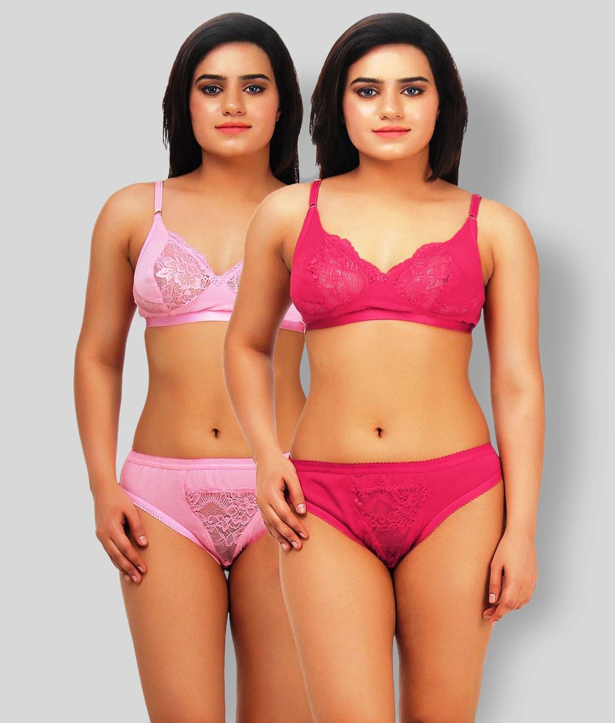 TCG Pack of 2 Cotton Lycra Women's Bra & Panty Set ( Multi Color ) TCG Pack of 2 Cotton Lycra Women's Bra & Panty Set ( Multi Color )