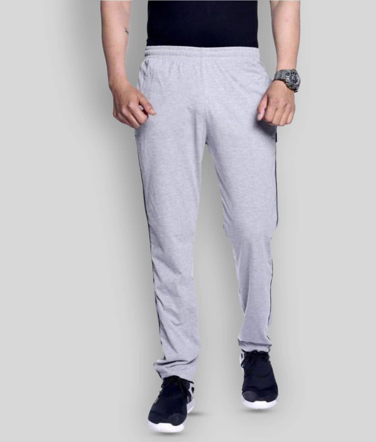 Zeffit - Grey Melange Cotton Blend Men's Trackpants ( Pack of 1 ) - Track Pants | Buy online on ZillyBuy
