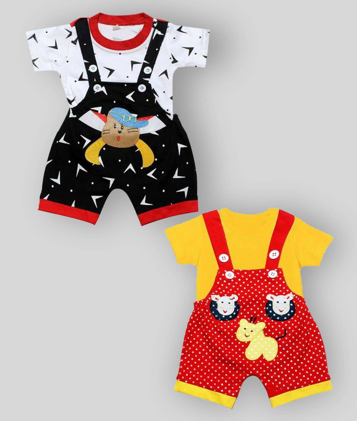 Babeezworld Pack of 2 Baby Girls 100% Cotton ( Multicolor )