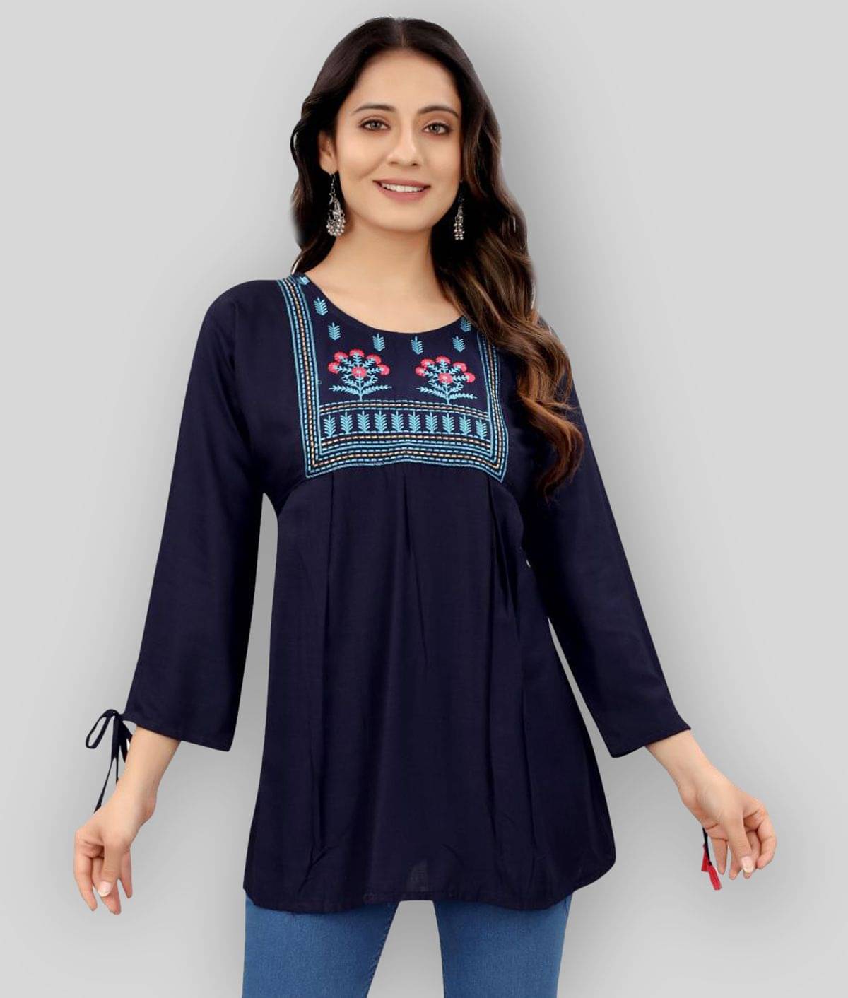 dk life style Women's Rayon A-Line Top ( Blue ) dk life style Women's Rayon A-Line Top ( Blue )