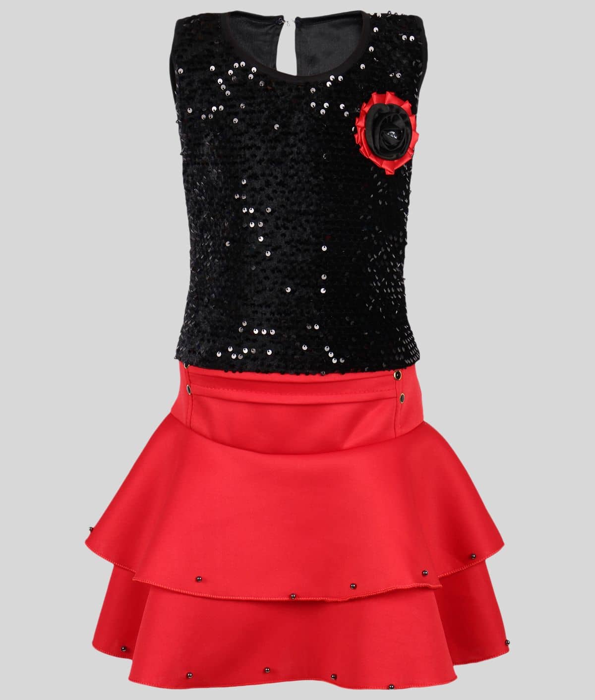 Arshia Fashions Pack of 1 Girls Synthetic Top With Skirt ( Black )