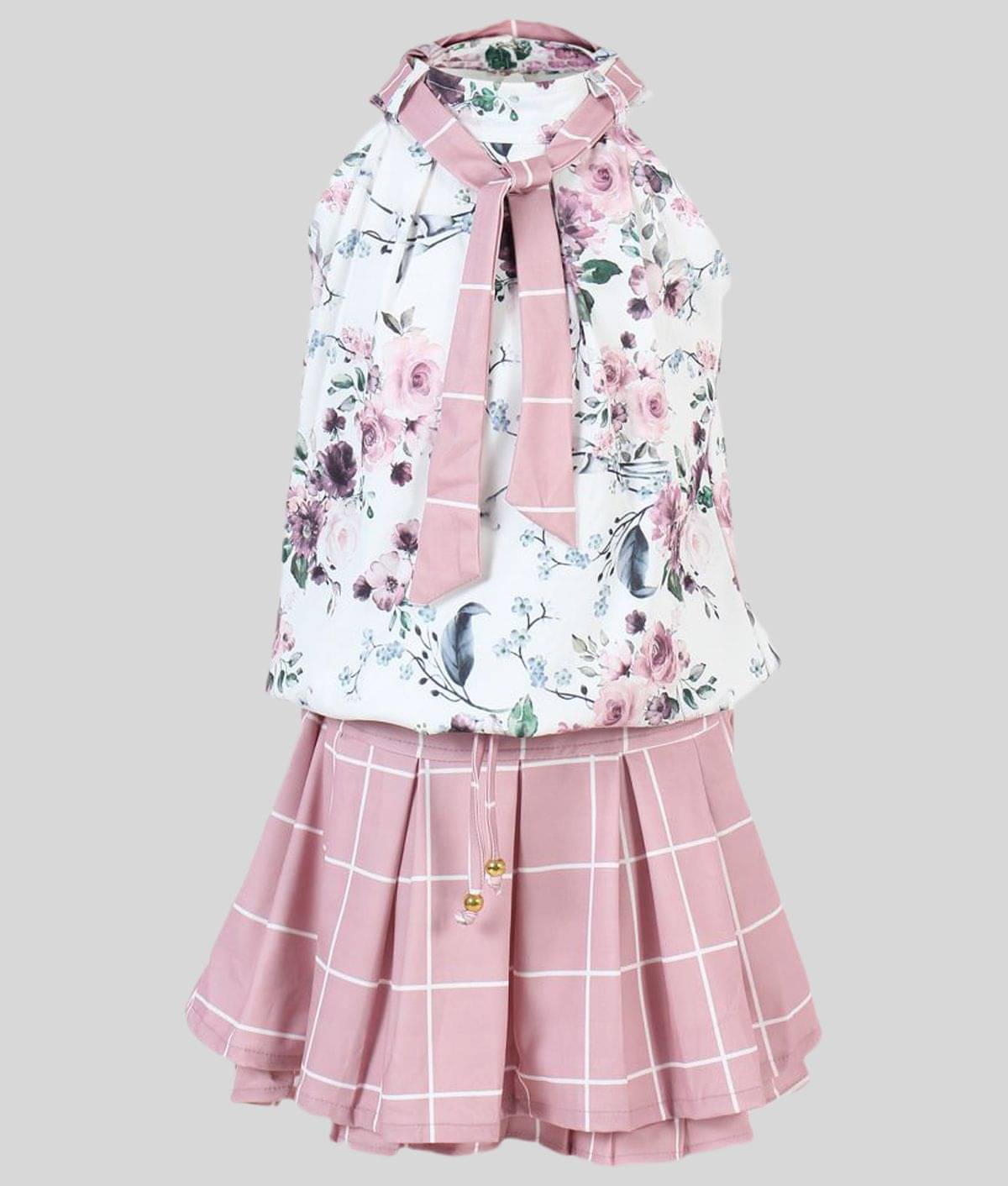     			Arshia Fashions Pack of 1 Girls Cotton Blend Top With Skirt ( Peach )