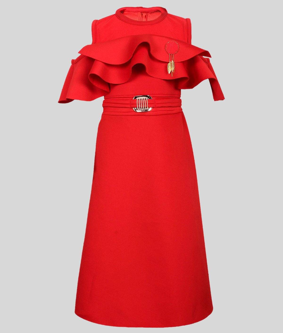 Arshia Fashions Polyester A-line Dress For Girls ( Pack of 1 , Red ) Arshia Fashions Polyester A-line Dress For Girls ( Pack of 1 , Red )