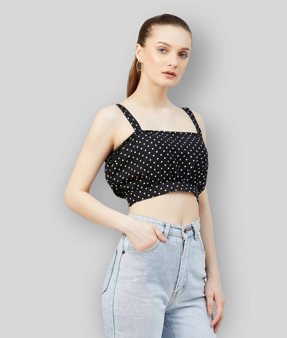 Chimpaaanzee Women's Crepe Crop Top ( Black ) Chimpaaanzee Women's Crepe Crop Top ( Black )