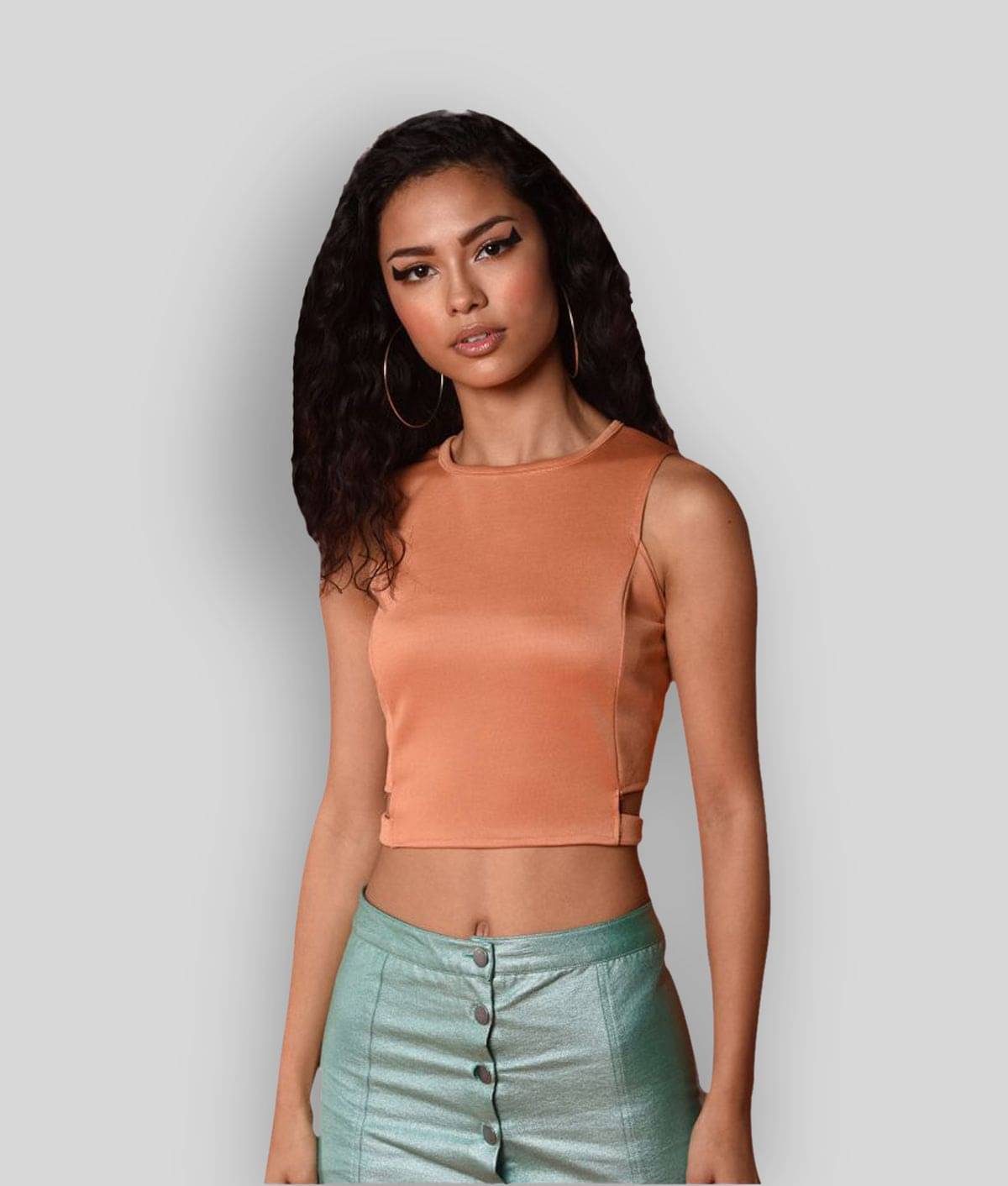     			Chimpaaanzee Women's Polyester Crop Top ( Peach )