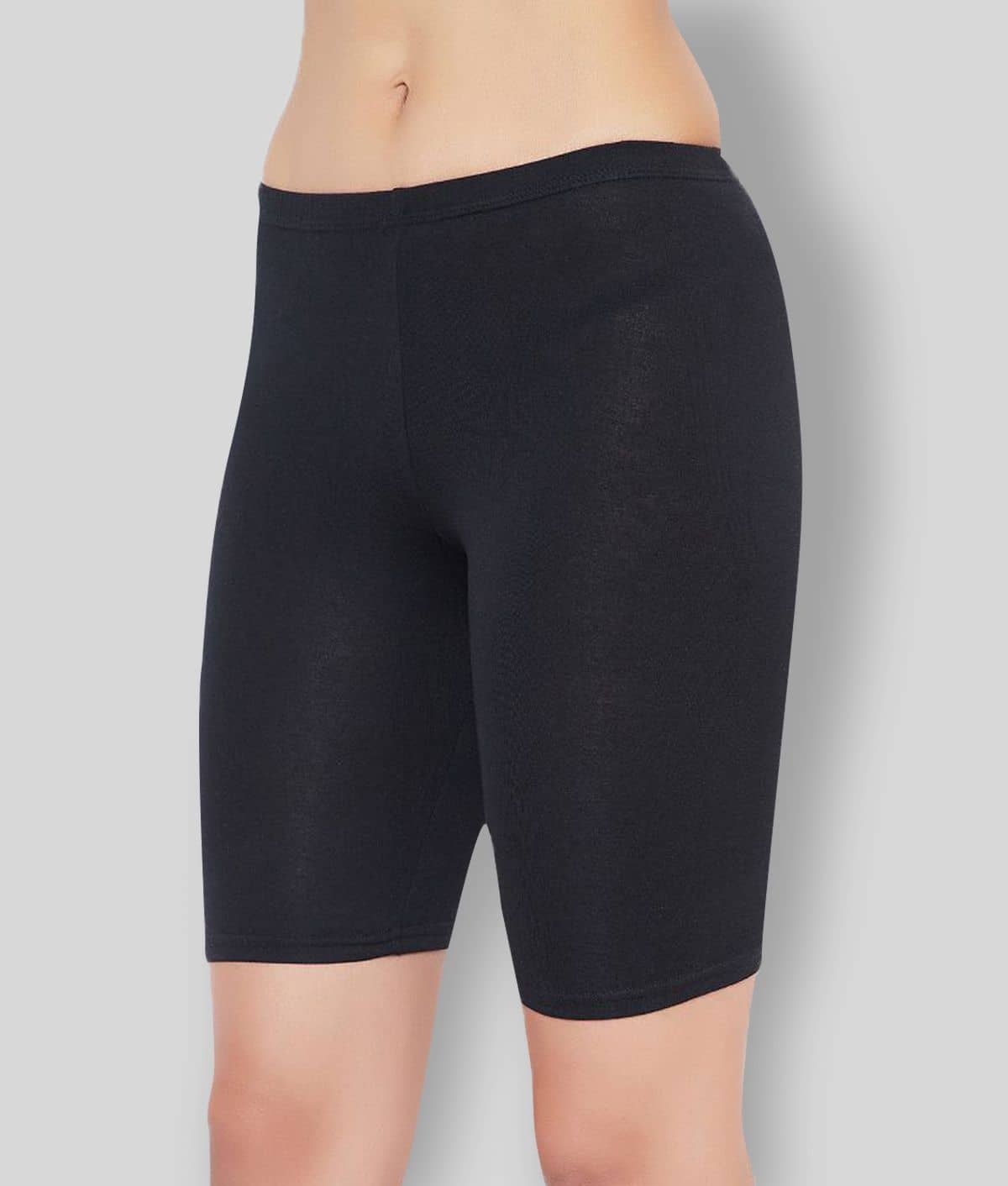 Clovia Cotton Solid Women's Safety Shorts ( Black )