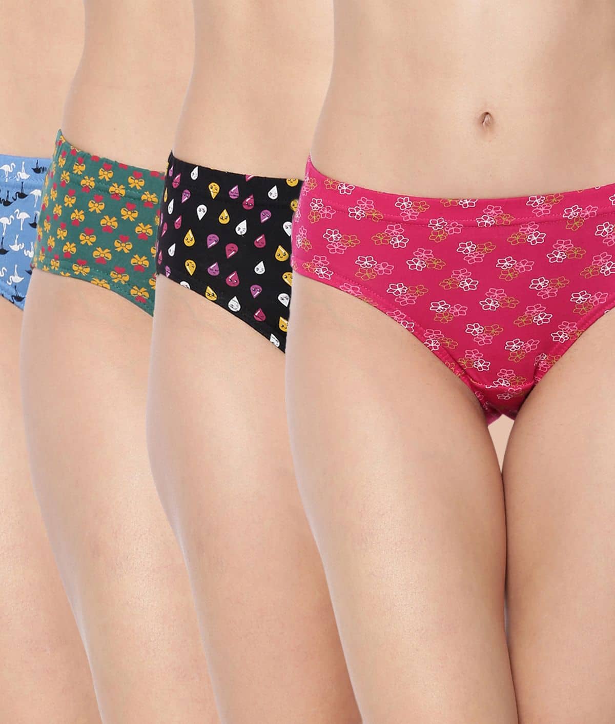 Dollar Missy Pack of 4 Cotton Printed Women's Hipster ( Multi Color )