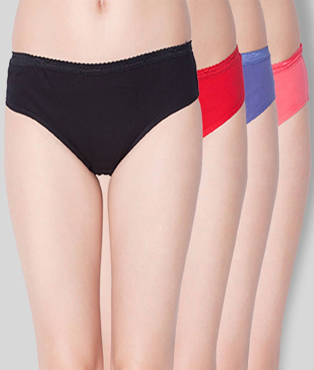 Dollar Missy Pack of 4 Cotton Solid Women's Hipster ( Multi Color )