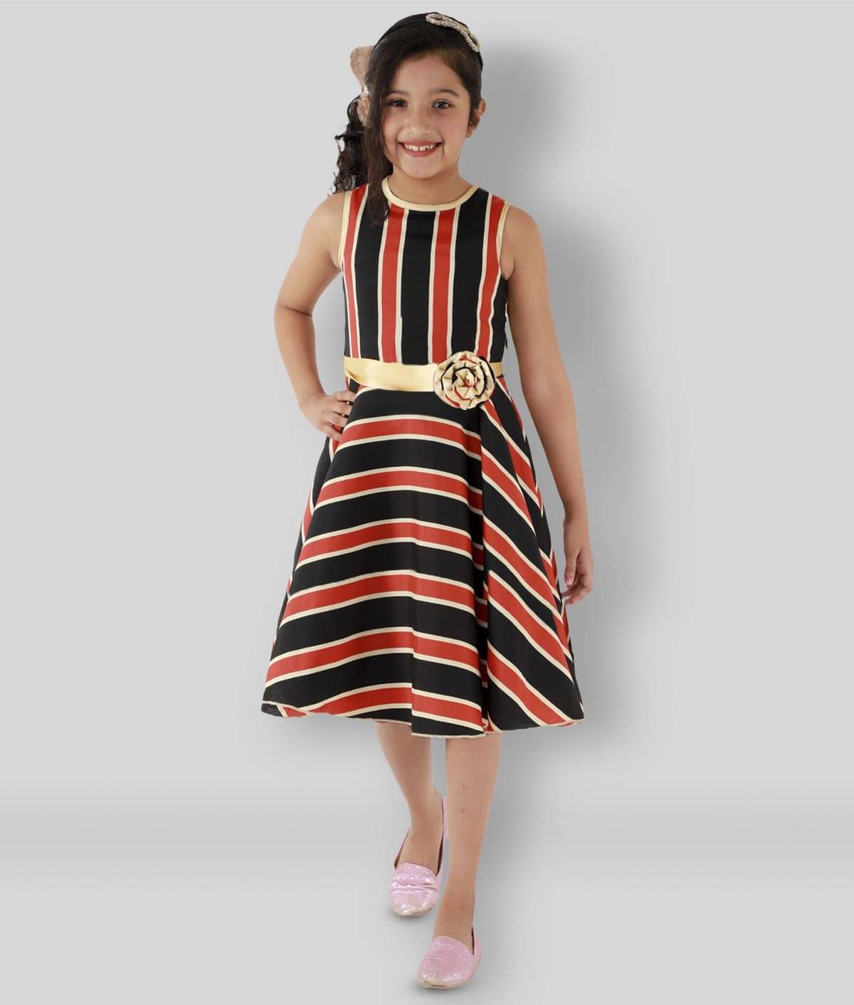     			Kids Cave Crepe A-line Dress For Girls ( Pack of 1 , Orange )