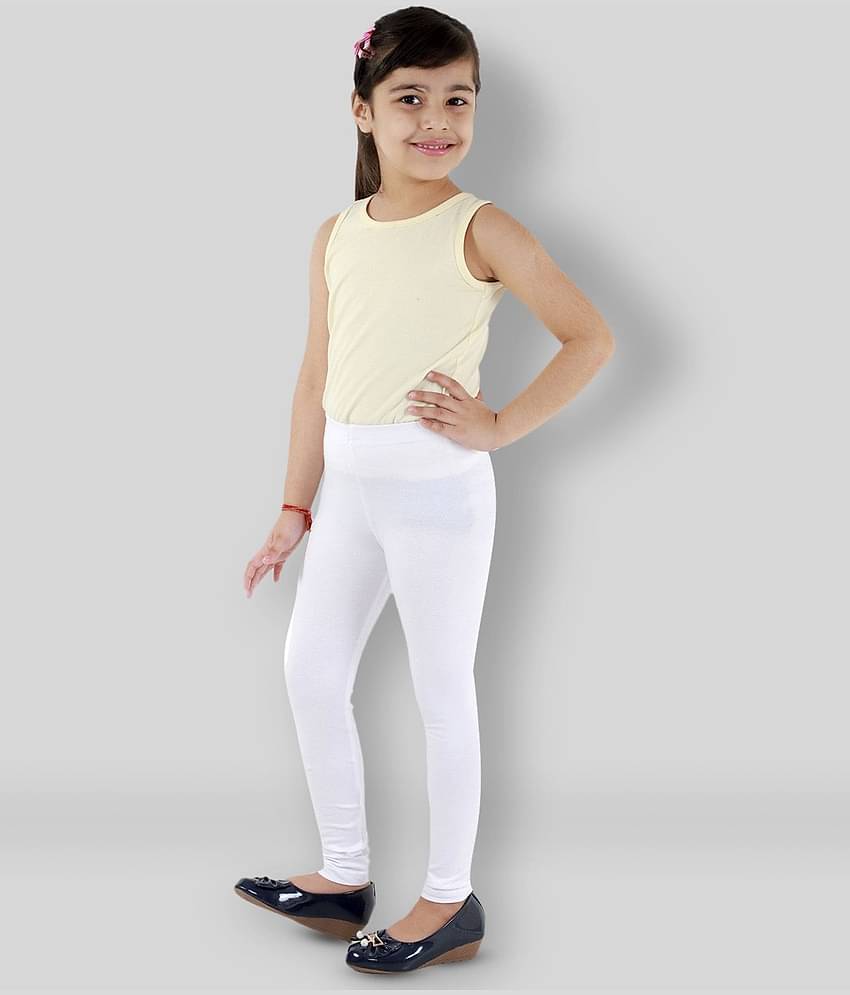 Kids Cave Pack of 1 Girls Cotton Blend Leggings ( White )