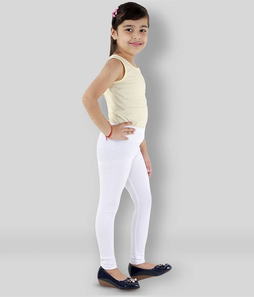 Kids Cave Pack of 1 Girls Cotton Blend Leggings ( White )