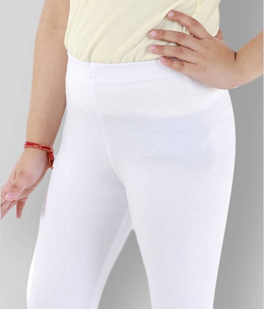 Kids Cave Pack of 1 Girls Cotton Blend Leggings ( White )