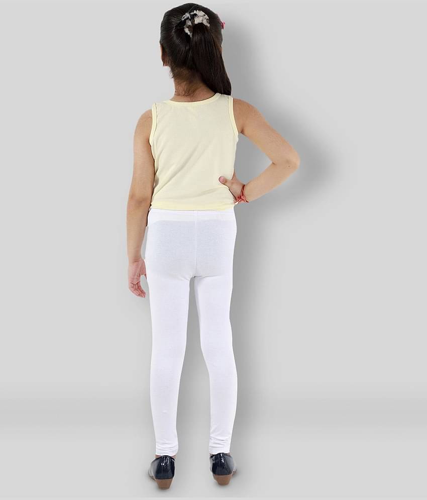 Kids Cave Pack of 1 Girls Cotton Blend Leggings ( White )