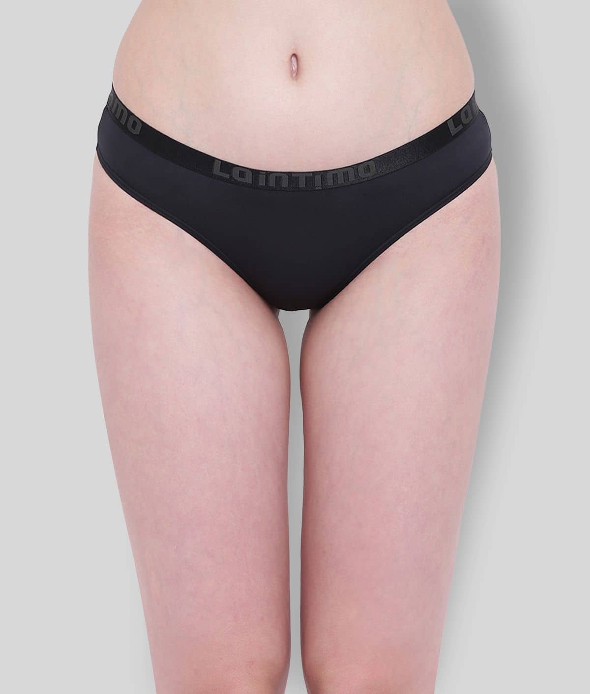 La Intimo Nylon Solid Women's Briefs ( Black )