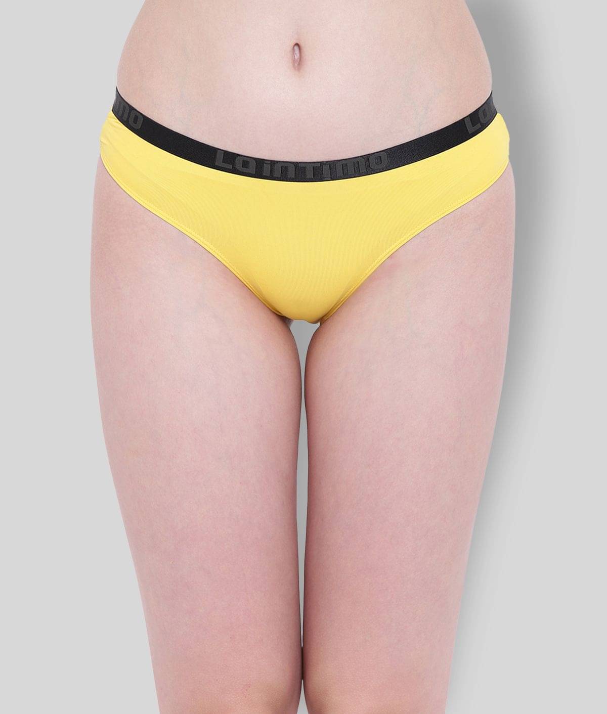     			La Intimo Nylon Solid Women's Briefs ( Yellow )