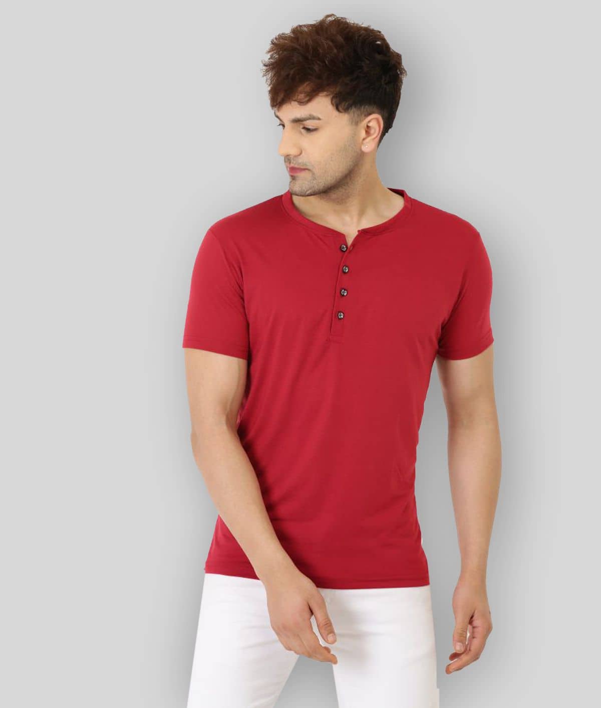 Leotude Pack of 1 Cotton Blend Regular Fit Men's T-Shirt ( Maroon )