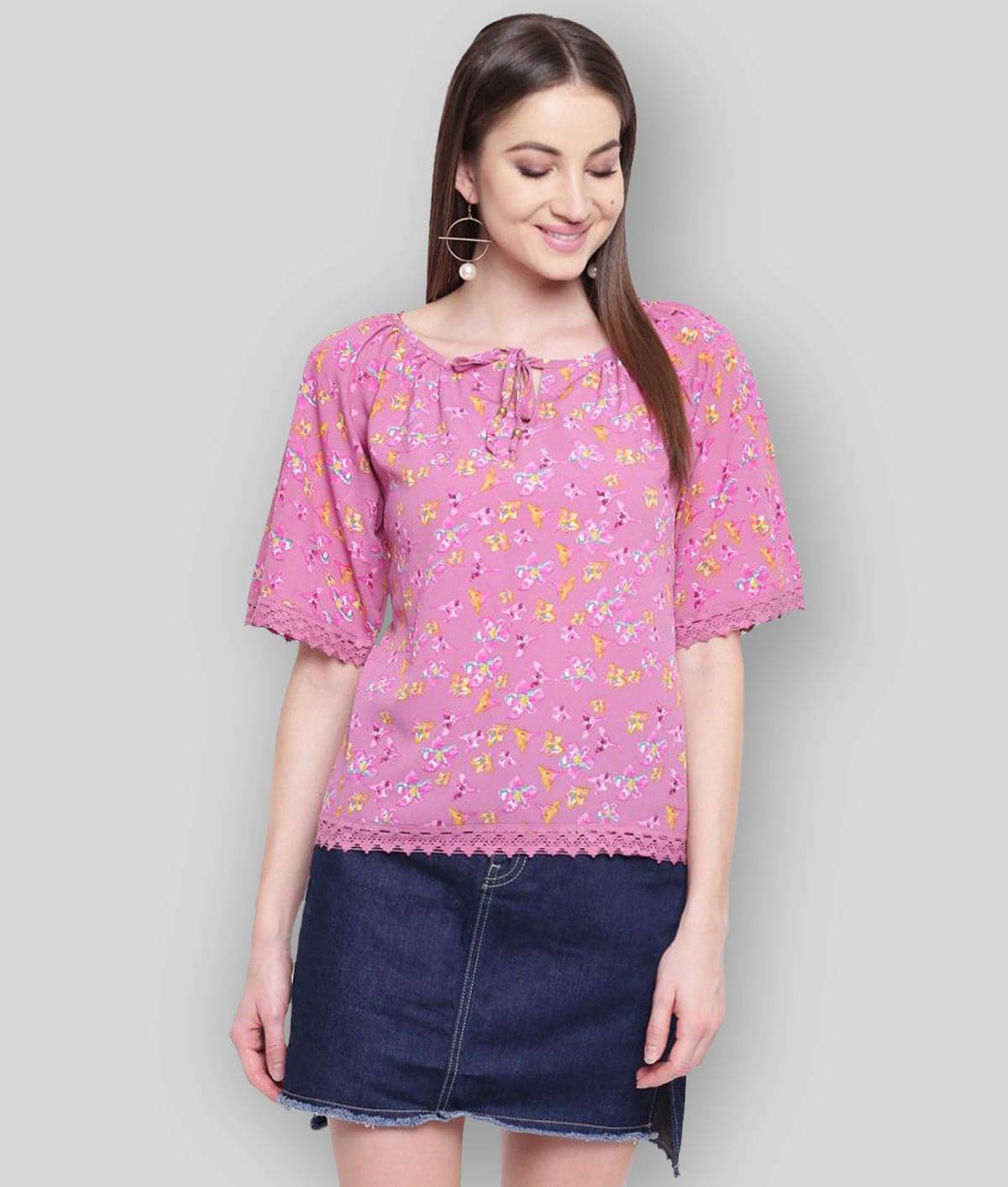     			Mayra Women's Polyester Regular Top ( Pink )