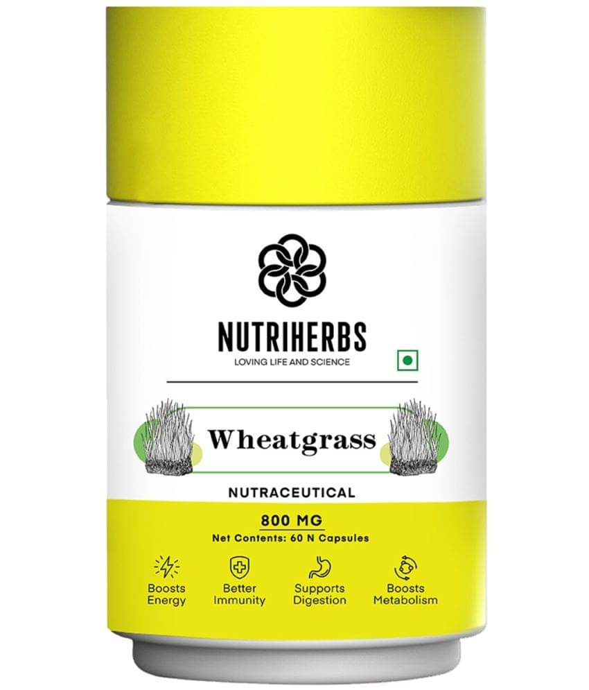 Nutriherbs Wheatgrass Extract 800 mg 100% Pure & Organic - 60 Capsules | Works As A Natural Detoxifier| Helps To Build Immunity Nutriherbs Wheatgrass Extract 800 mg 100% Pure & Organic - 60 Capsules | Works As A Natural Detoxifier| Helps To Build Immunity