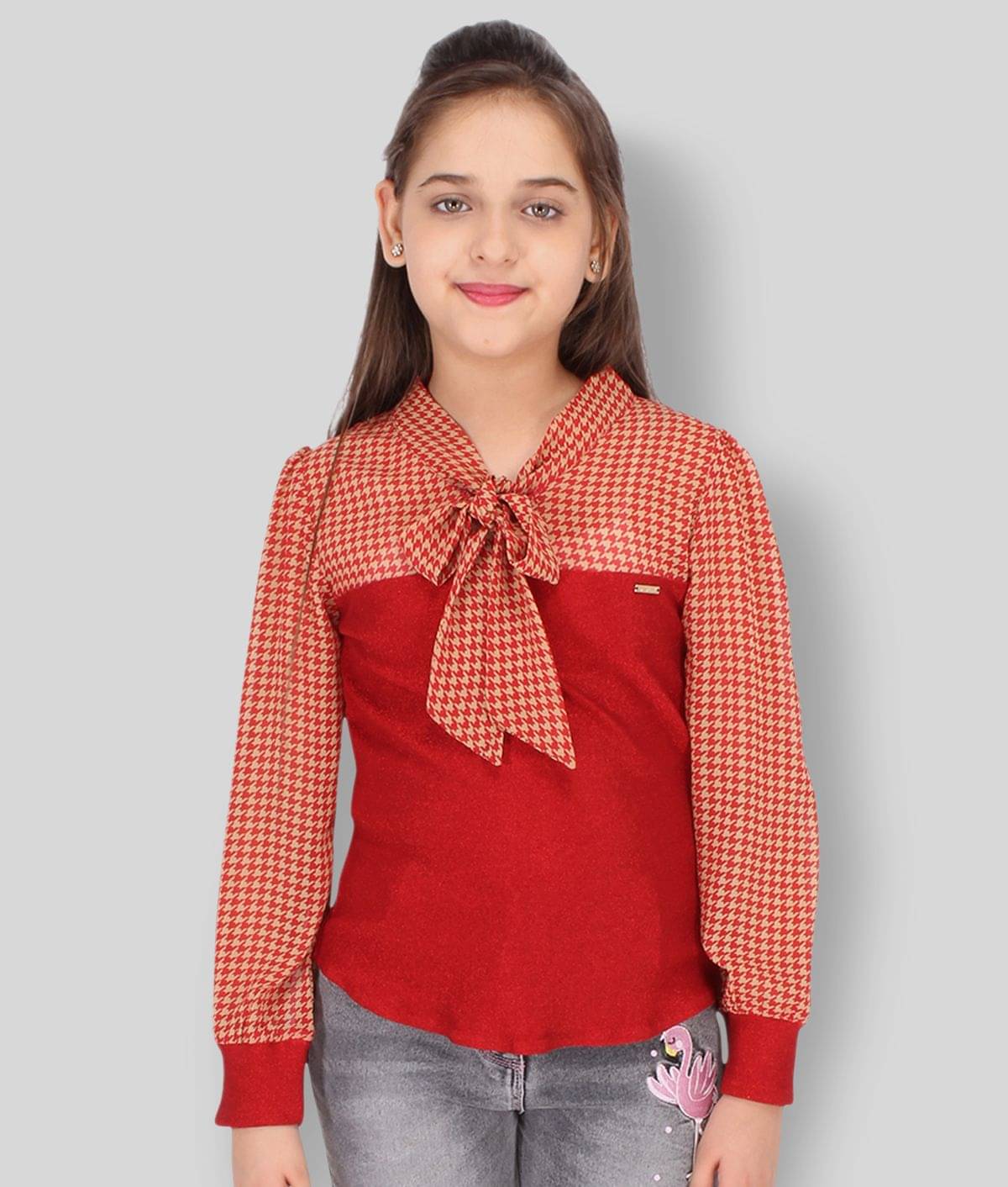     			Cutecumber Pack of 1 Girls Georgette Top ( Red )