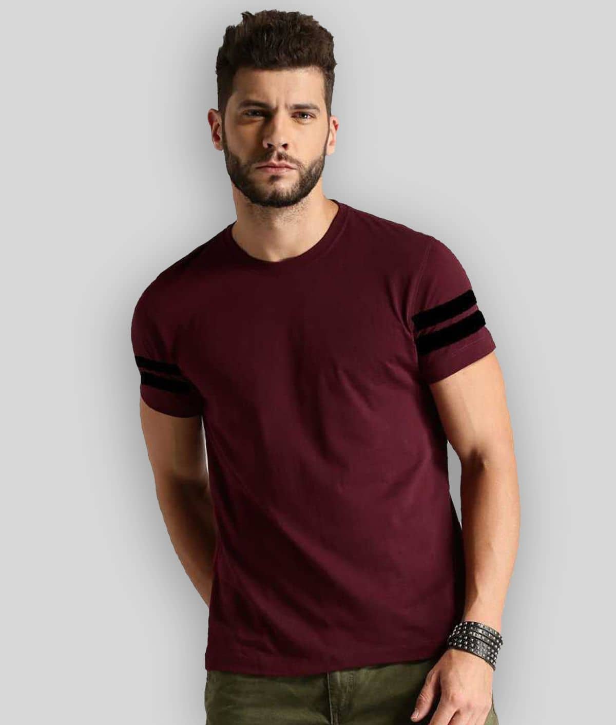 Smartees Pack of 1 Cotton Blend Regular Fit Men's T-Shirt ( Maroon )