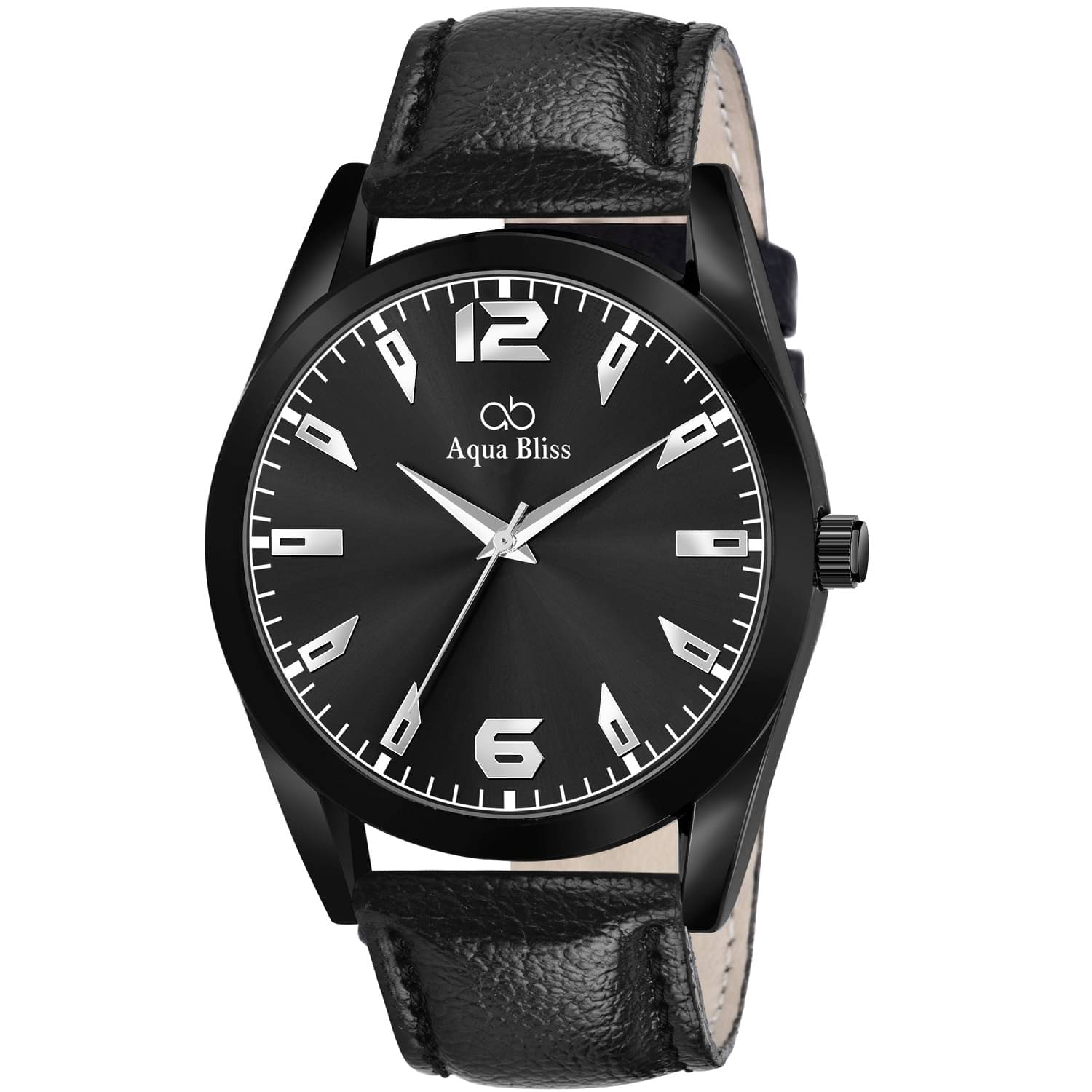     			AQUA BLISS - Black Leather Analog Men's Watch
