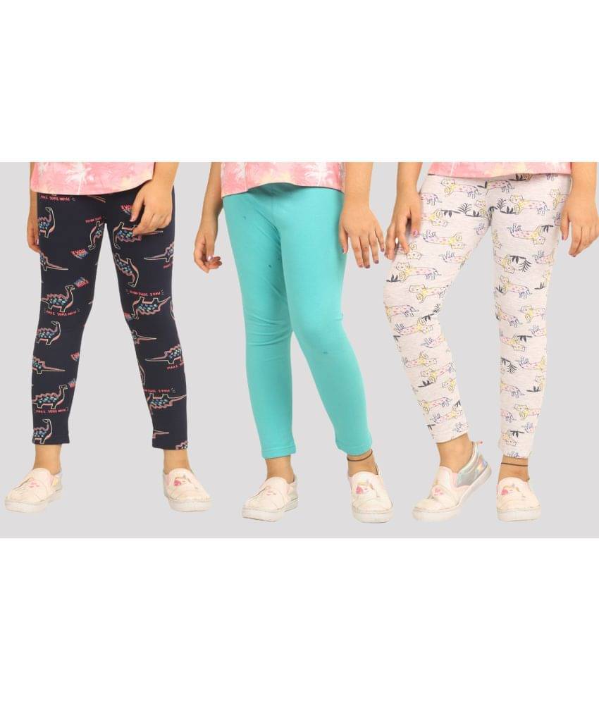     			Ariel Pack of 3 Girls Cotton Leggings ( Beige )