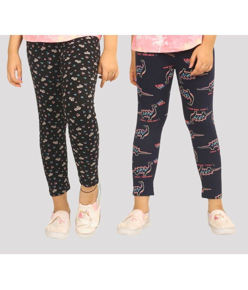     			Ariel Pack of 2 Girls Cotton Leggings ( Black )