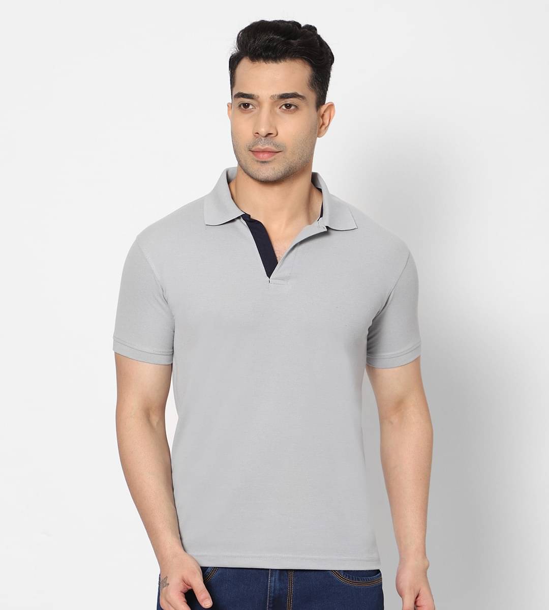     			HJ HASASI - Grey Cotton Blend Slim Fit Men's Polo T Shirt ( Pack of 1 )