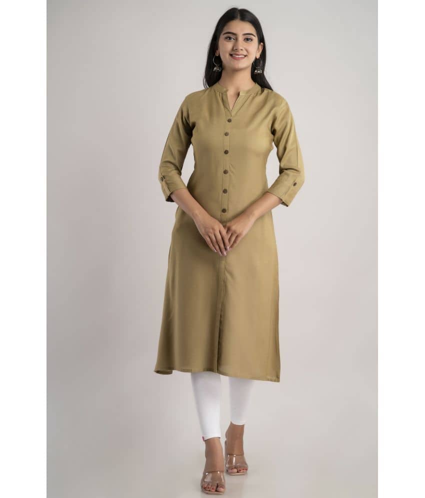 MAUKA - Khaki Rayon Women's Front Slit Kurti ( Pack of 1 ) - Kurtis, Tunics | Buy online on ZillyBuy