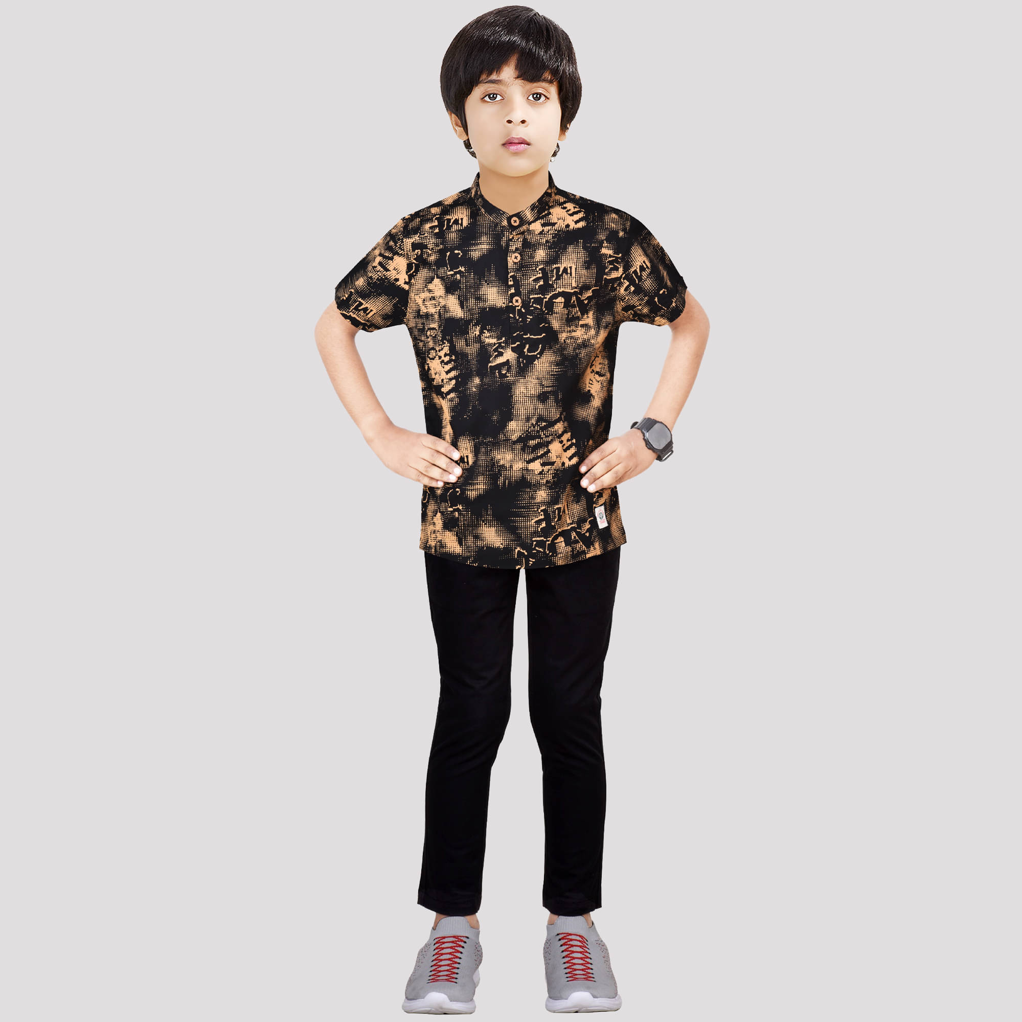     			Made In The Shade Pack of 1 Boys Cotton Shirt & Pants Set ( Black )
