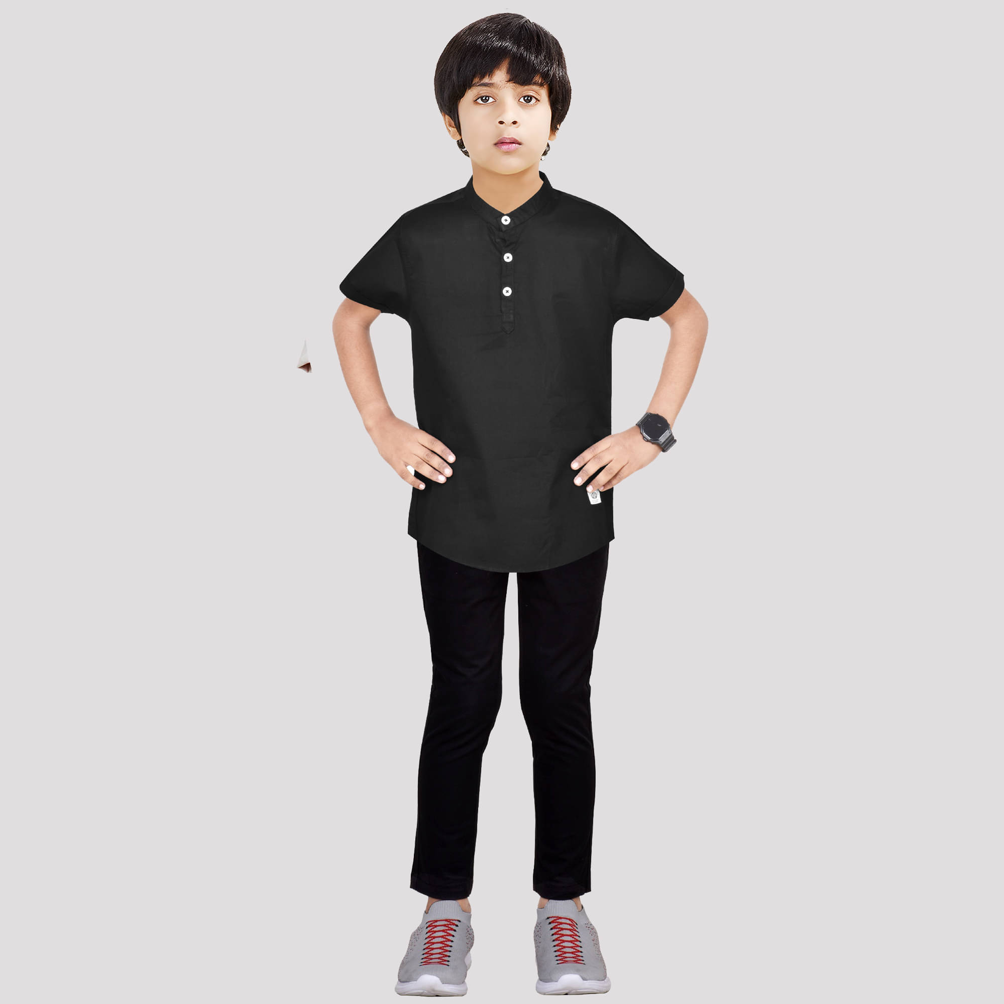 Made In The Shade Pack of 1 Boys Cotton Shirt & Pants Set ( Black ) Made In The Shade Pack of 1 Boys Cotton Shirt & Pants Set ( Black )