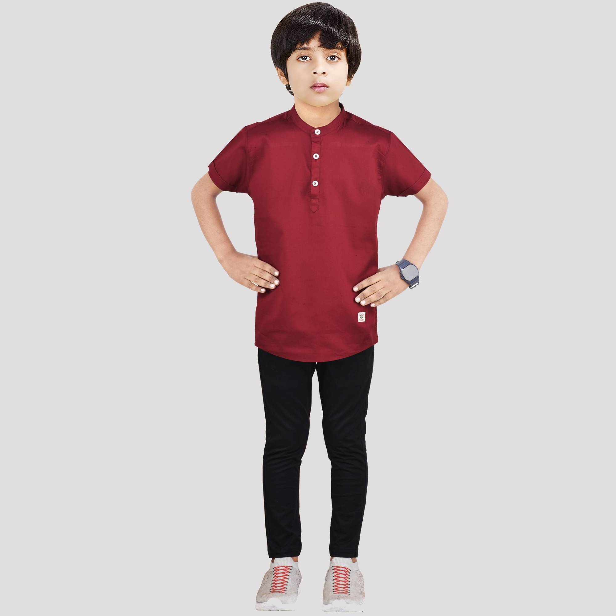     			Made In The Shade Pack of 1 Boys Cotton Shirt & Pants Set ( Maroon )