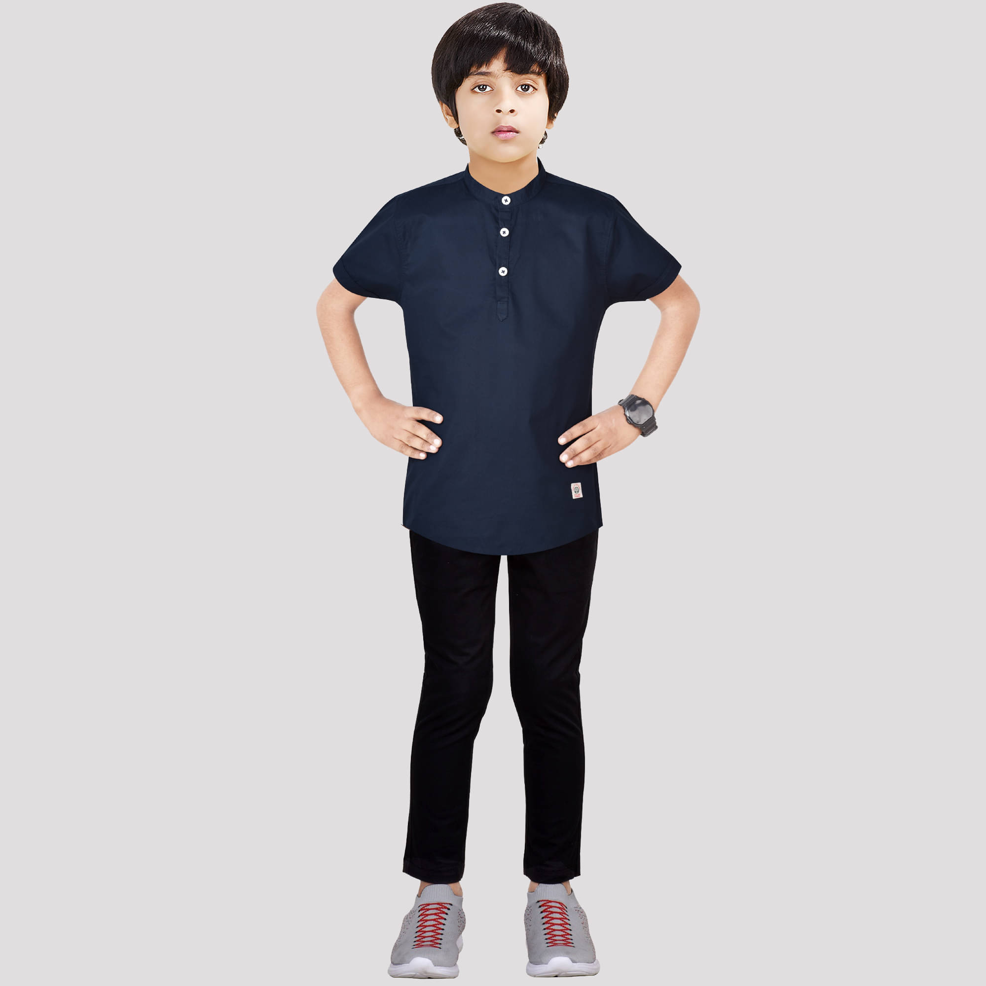 Made In The Shade Pack of 1 Boys Cotton Shirt & Pants Set ( Navy Blue ) Made In The Shade Pack of 1 Boys Cotton Shirt & Pants Set ( Navy Blue )