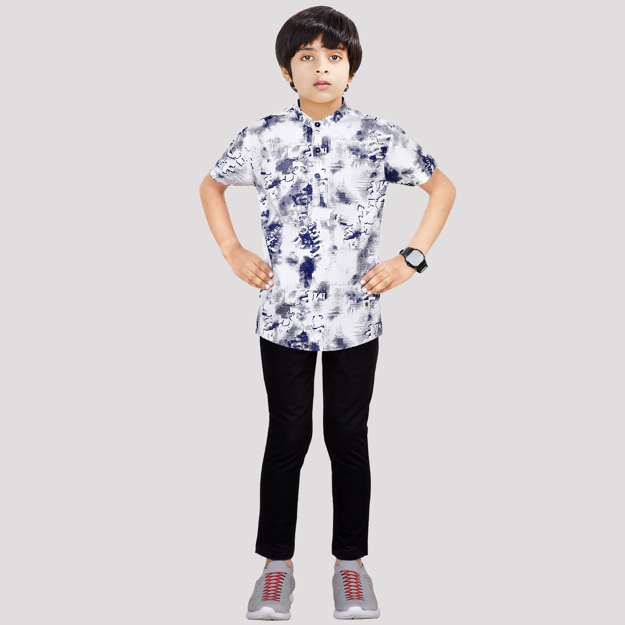 Made In The Shade Pack of 1 Boys Cotton Shirt & Pants Set ( Navy Blue ) Made In The Shade Pack of 1 Boys Cotton Shirt & Pants Set ( Navy Blue )