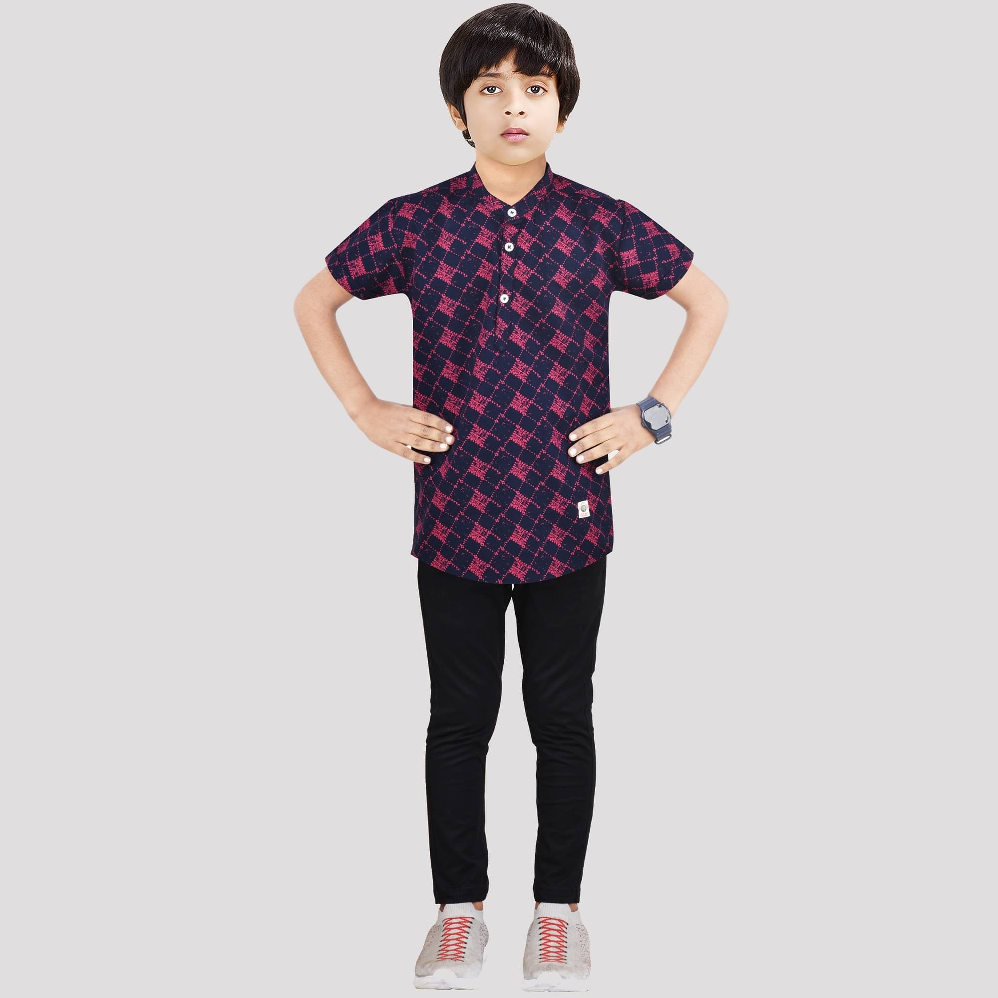 Made In The Shade Pack of 1 Boys Cotton Shirt & Pants Set ( Purple ) Made In The Shade Pack of 1 Boys Cotton Shirt & Pants Set ( Purple )