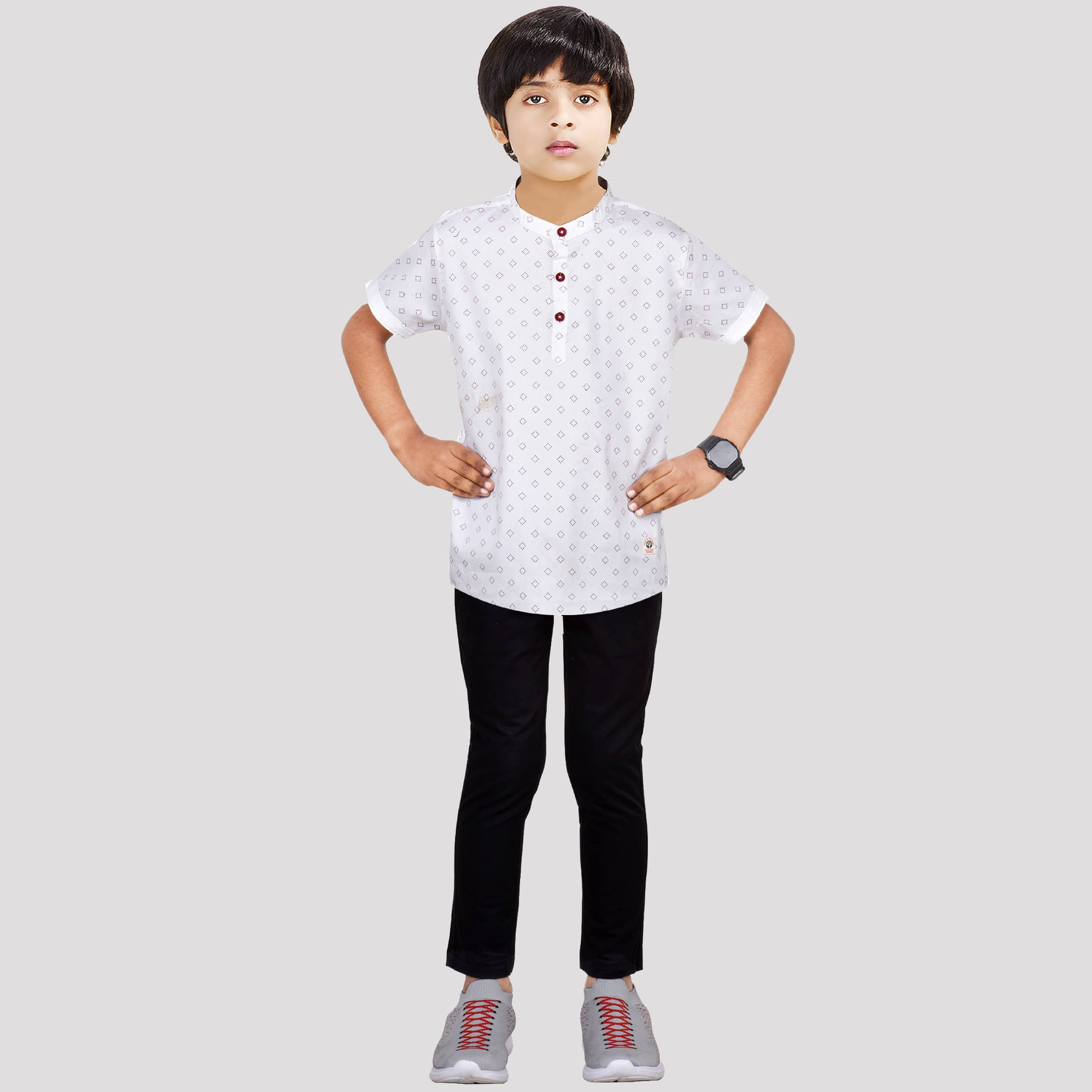     			Made In The Shade Pack of 1 Boys Cotton Shirt & Pants Set ( White )