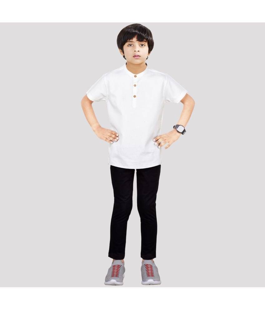 Made In The Shade Pack of 1 Boys Cotton Shirt & Pants Set ( White ) Made In The Shade Pack of 1 Boys Cotton Shirt & Pants Set ( White )