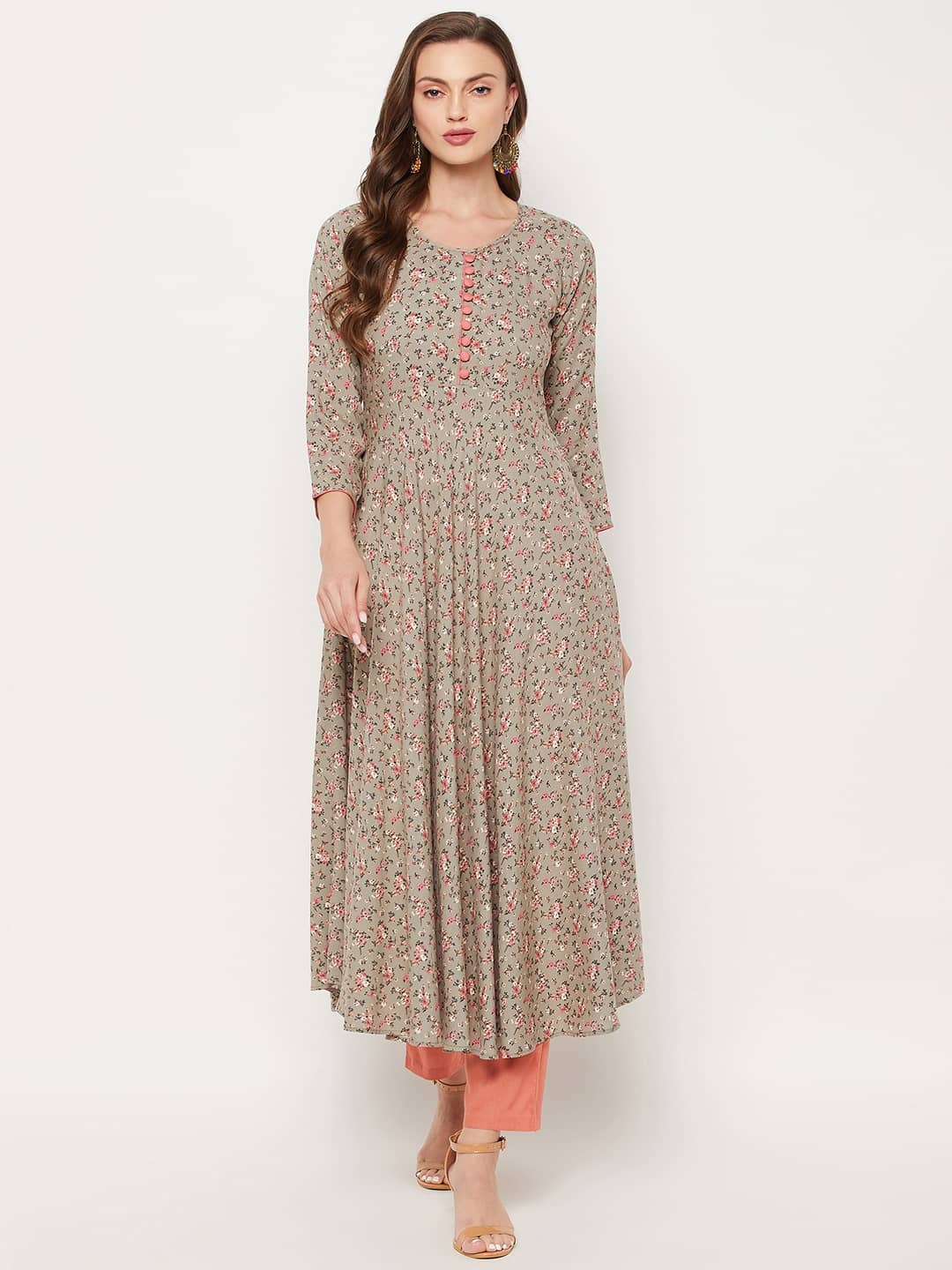 Tissu - Green Rayon Women's Flared Kurti ( Pack of 1 ) - Kurtis, Tunics | Buy online on ZillyBuy