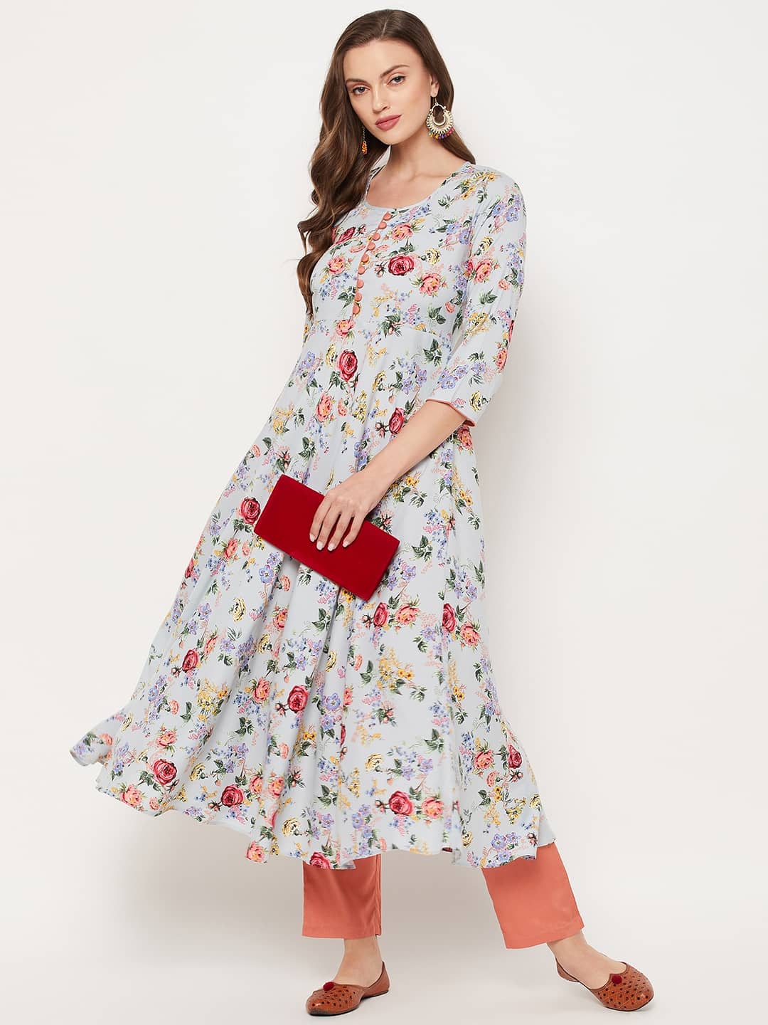 Tissu - Multicolor Rayon Women's Flared Kurti ( Pack of 1 ) - Kurtis, Tunics | Buy online on ZillyBuy