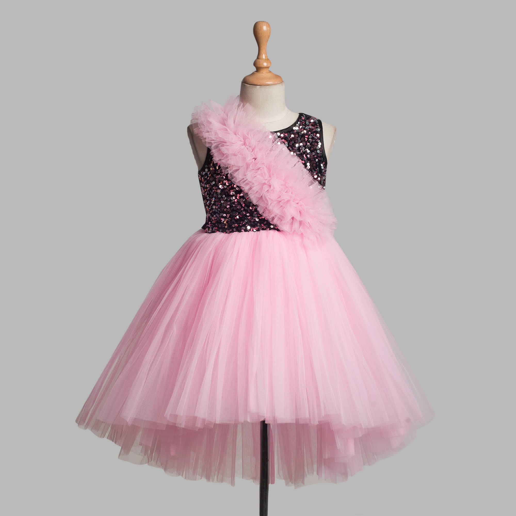Toy Balloon Kids Net Frock For Girls ( Pack of 1 , Baby Pink )